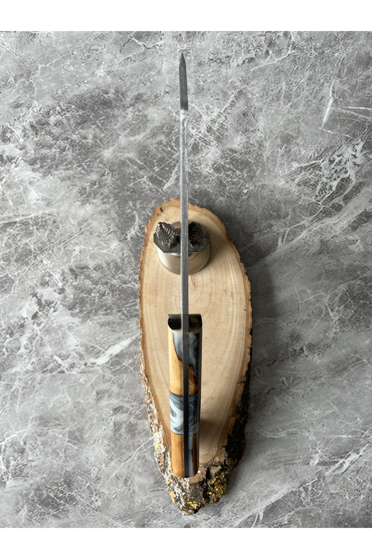 Satır Model Hibrit Beyaz Epoksi Kabzeli Kılıflı Kamp ve Av Bıçağı