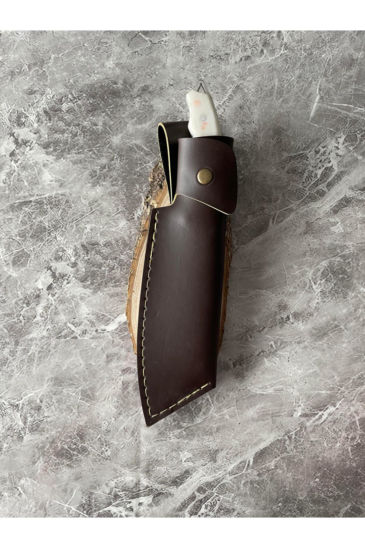 Satır Model Kaplan Desenli Kamp Bıçağı – Epoksi Kabze, Kılıflı, C