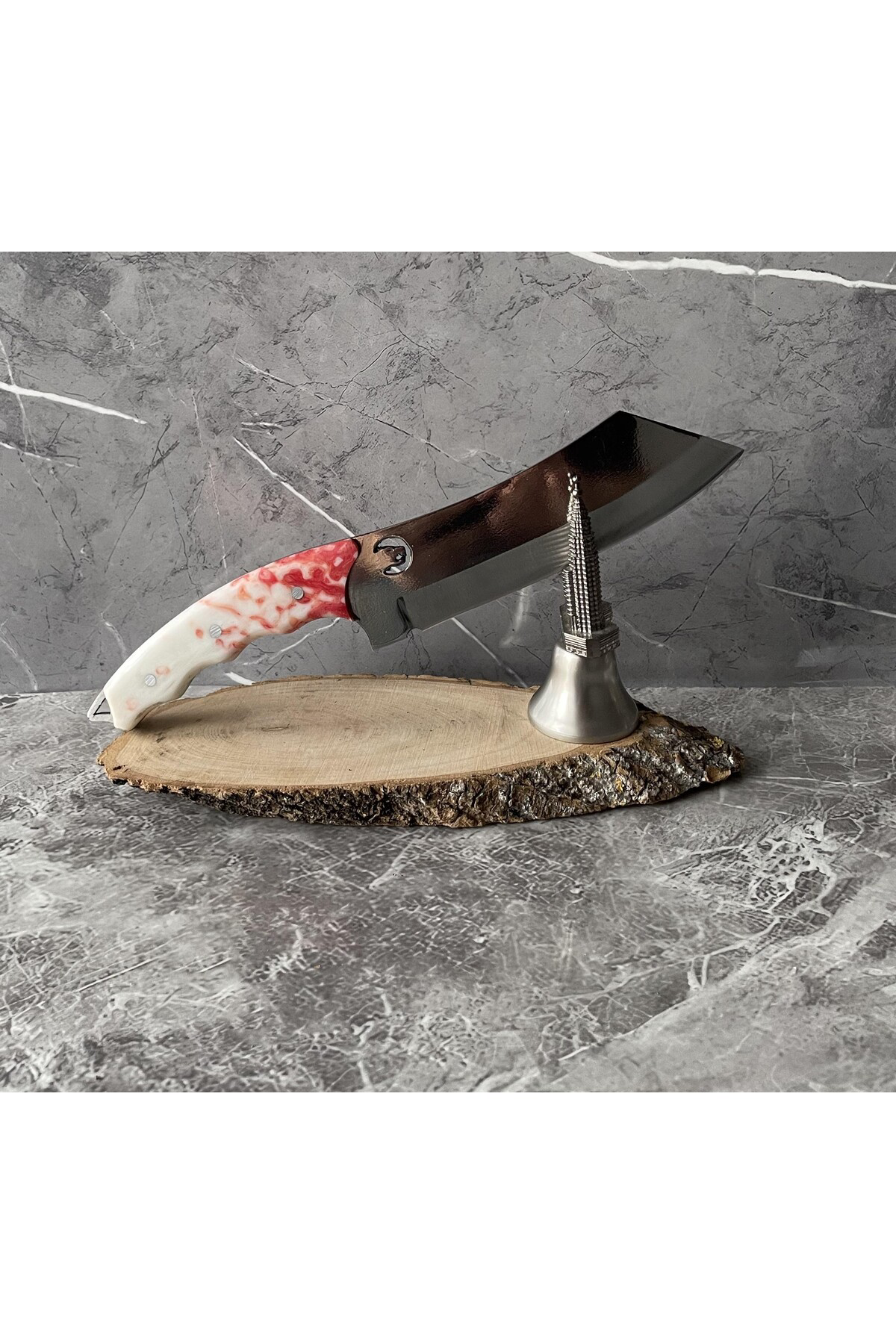 Satır Model Kaplan Desenli Kamp Bıçağı – Epoksi Kabze, Kılıflı, C