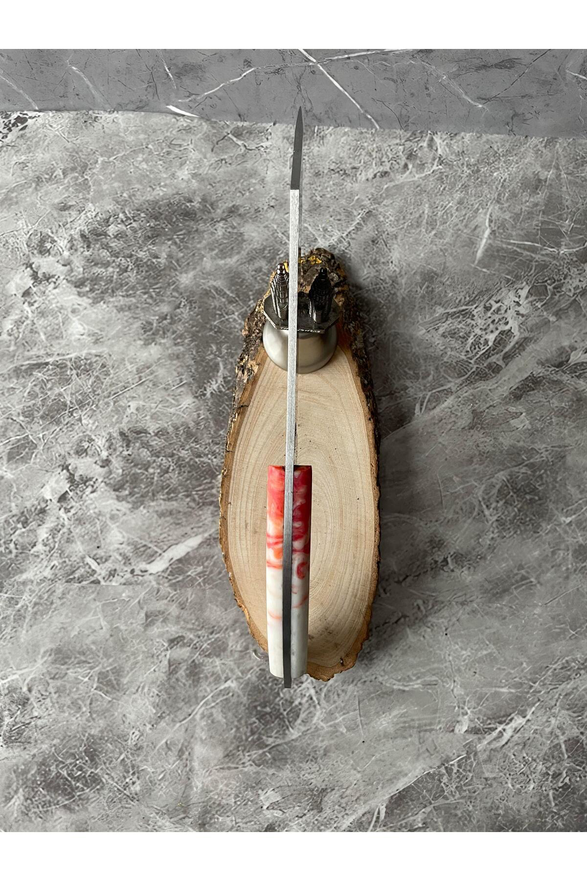 Satır Model Kaplan Desenli Kamp Bıçağı – Epoksi Kabze, Kılıflı, C