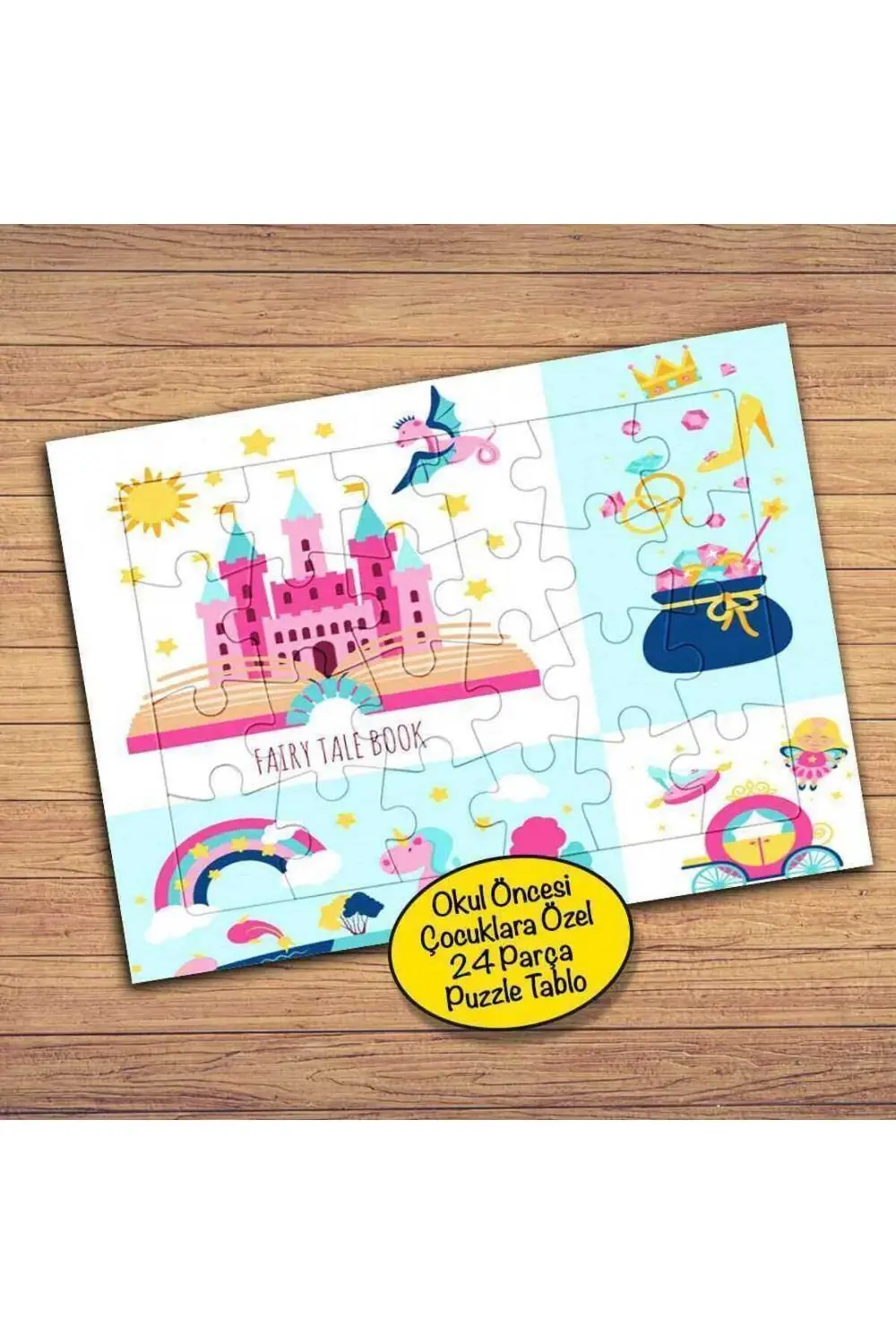 Şato-gökkuşağı-ejderha 24 Parça Çocuklara Özel Yapboz Tablo-13694