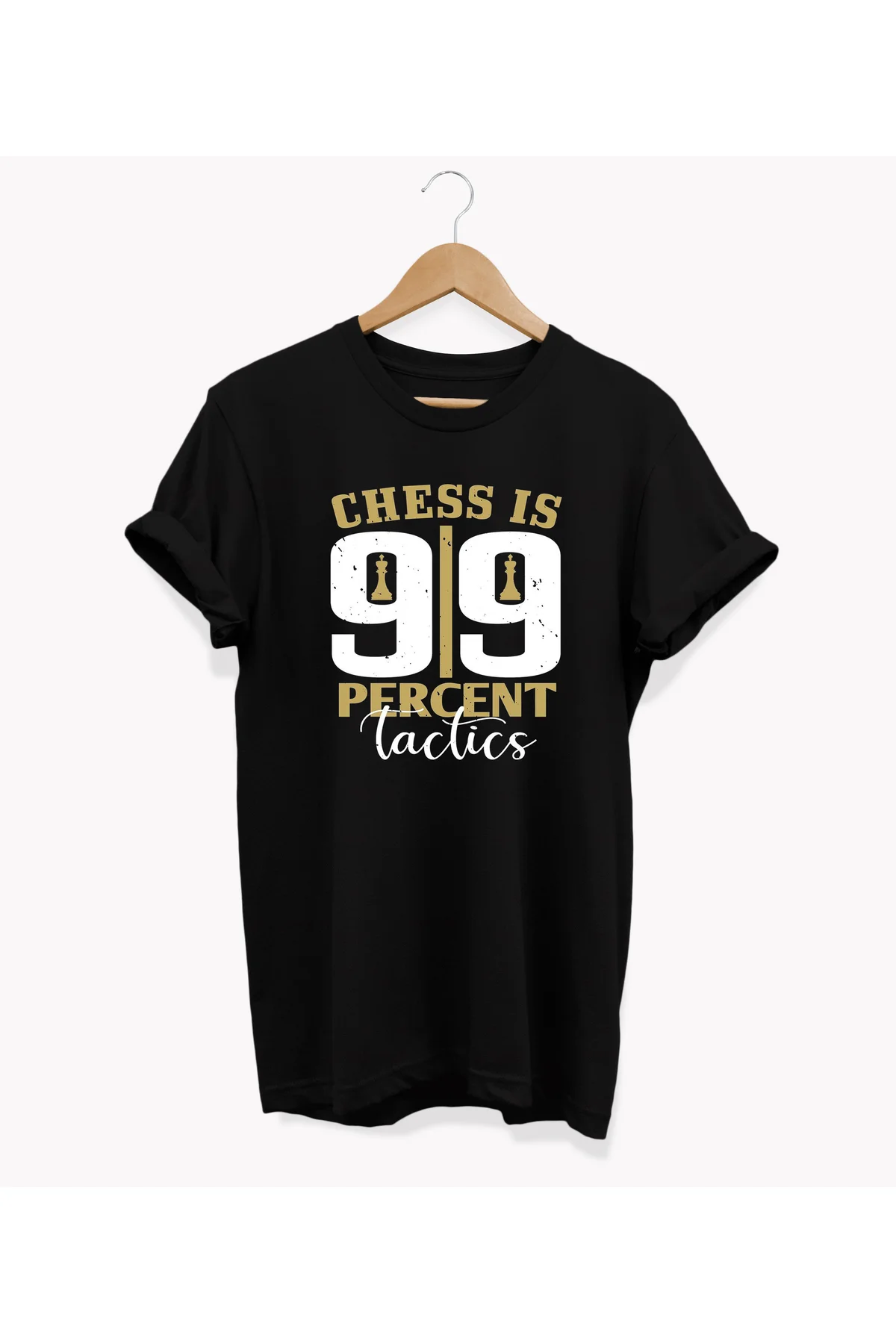 , Satranç Baskılı, %100 Pamuk, Bisiklet Yaka, Basic T-shirt, Norm