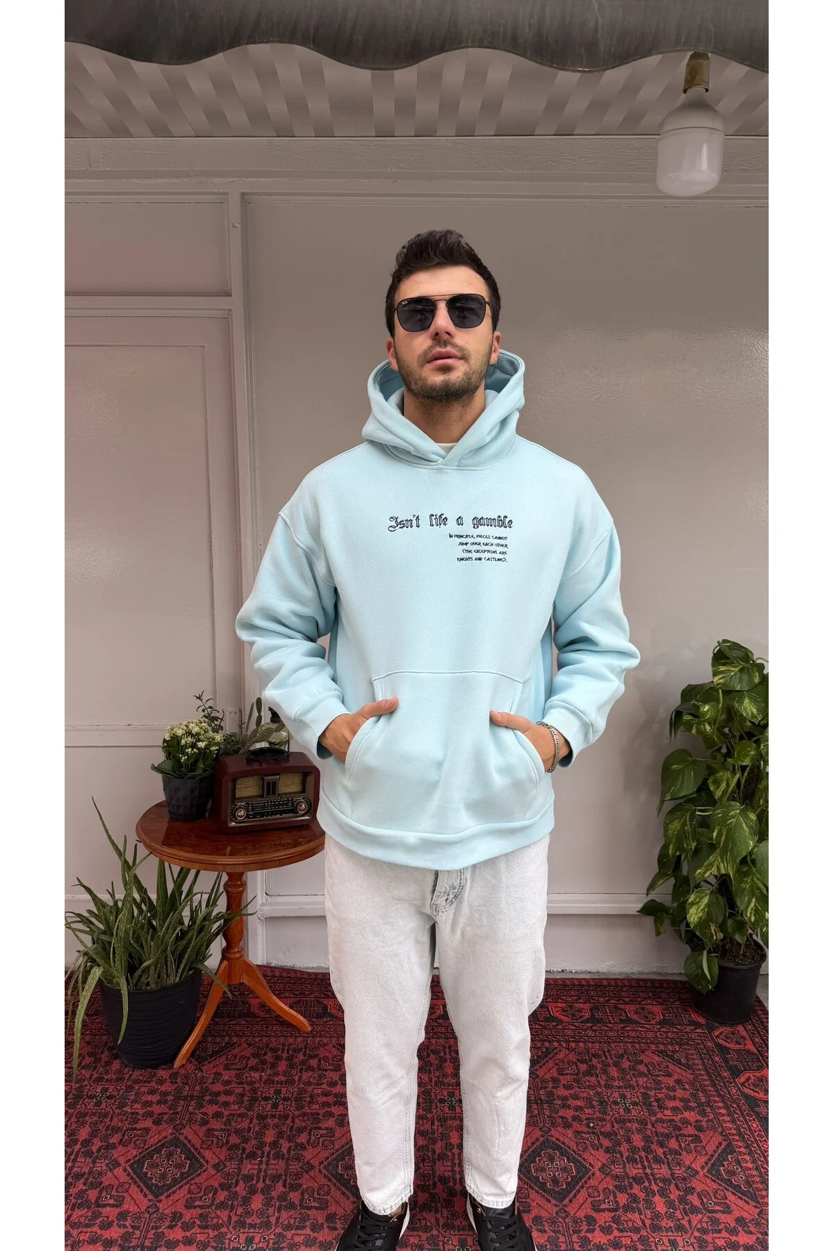 Satranç Desen Kapüşonlu