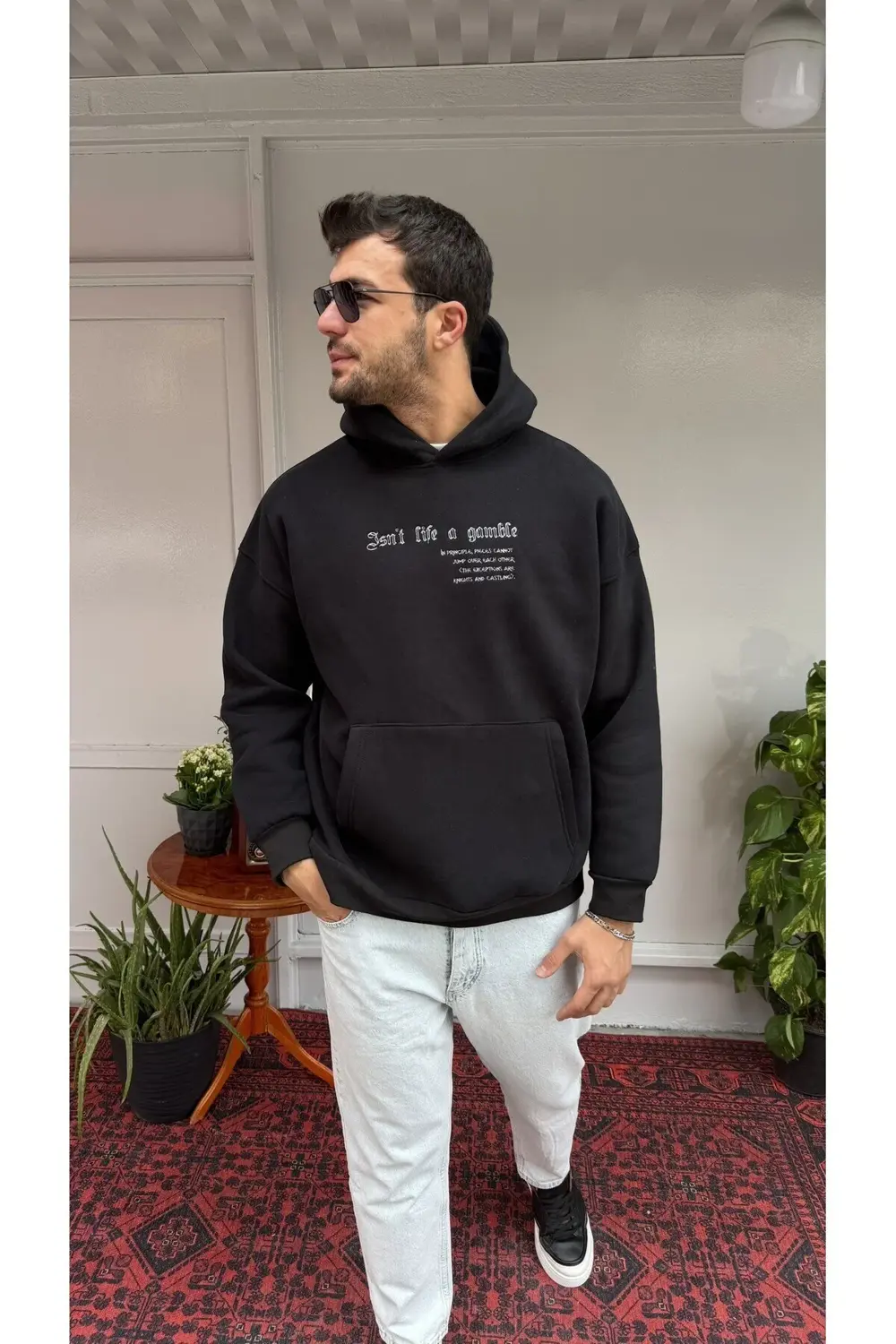 Satranç Desen Kapüşonlu