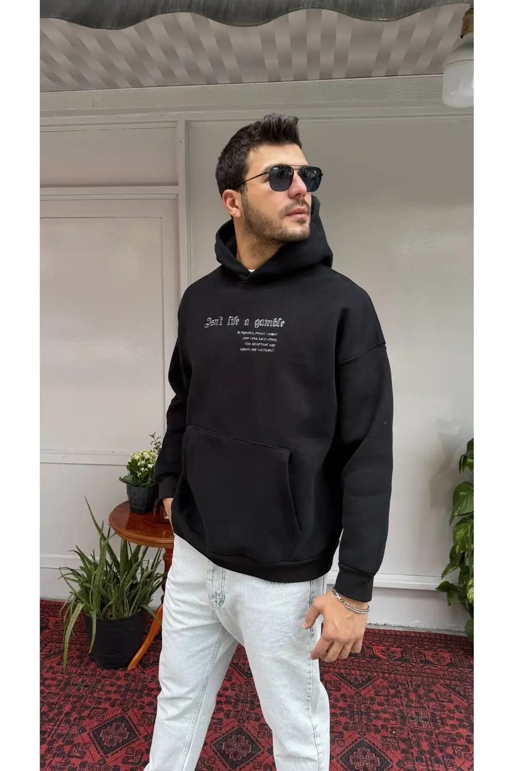 Satranç Desen Kapüşonlu