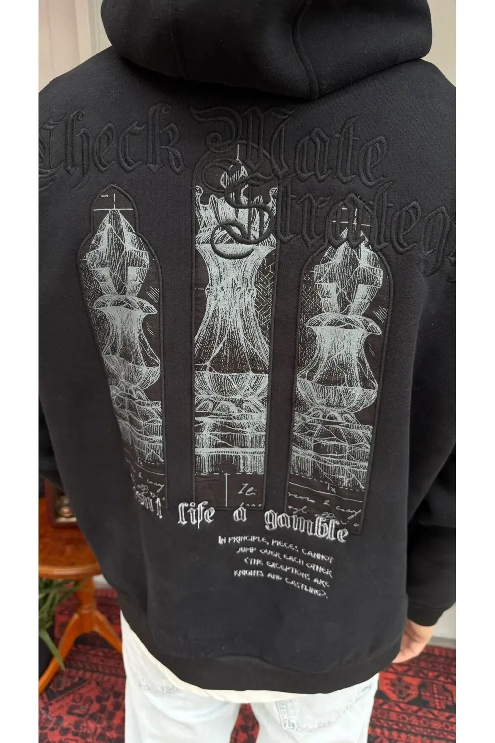 Satranç Desen Kapüşonlu