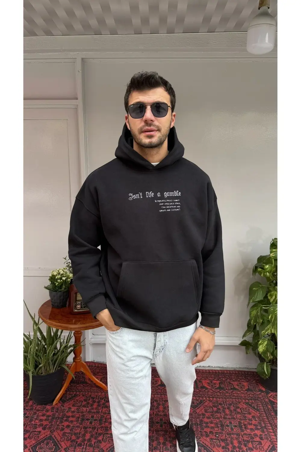 Satranç Desen Kapüşonlu