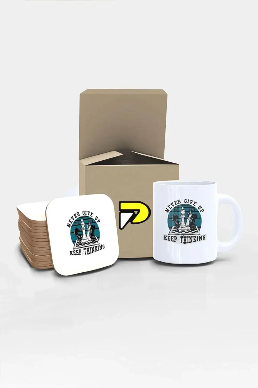 Satranç Up Tasarımlı Baskılı Kupa Bardak Seti, Eğlenceli Özel Hed