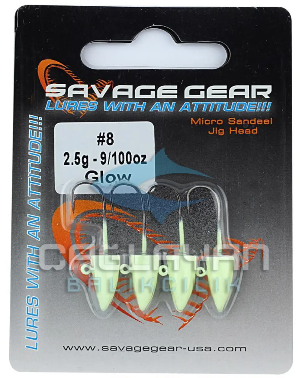 Savage gear LRF Micro sandeel jigghead 3g #8 4pcs Glow