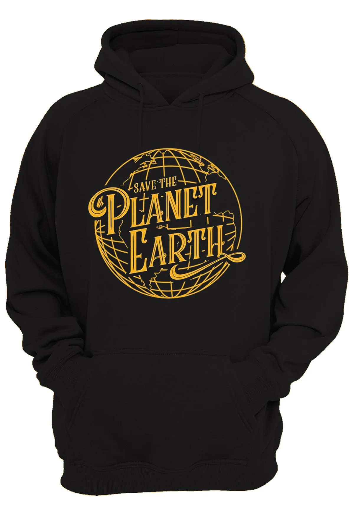 Save Planet Ön Baskılı, %100 Pamuk, 3 Ipl. Şardonlu, Içi Polar, Çok Kalın Hoodie