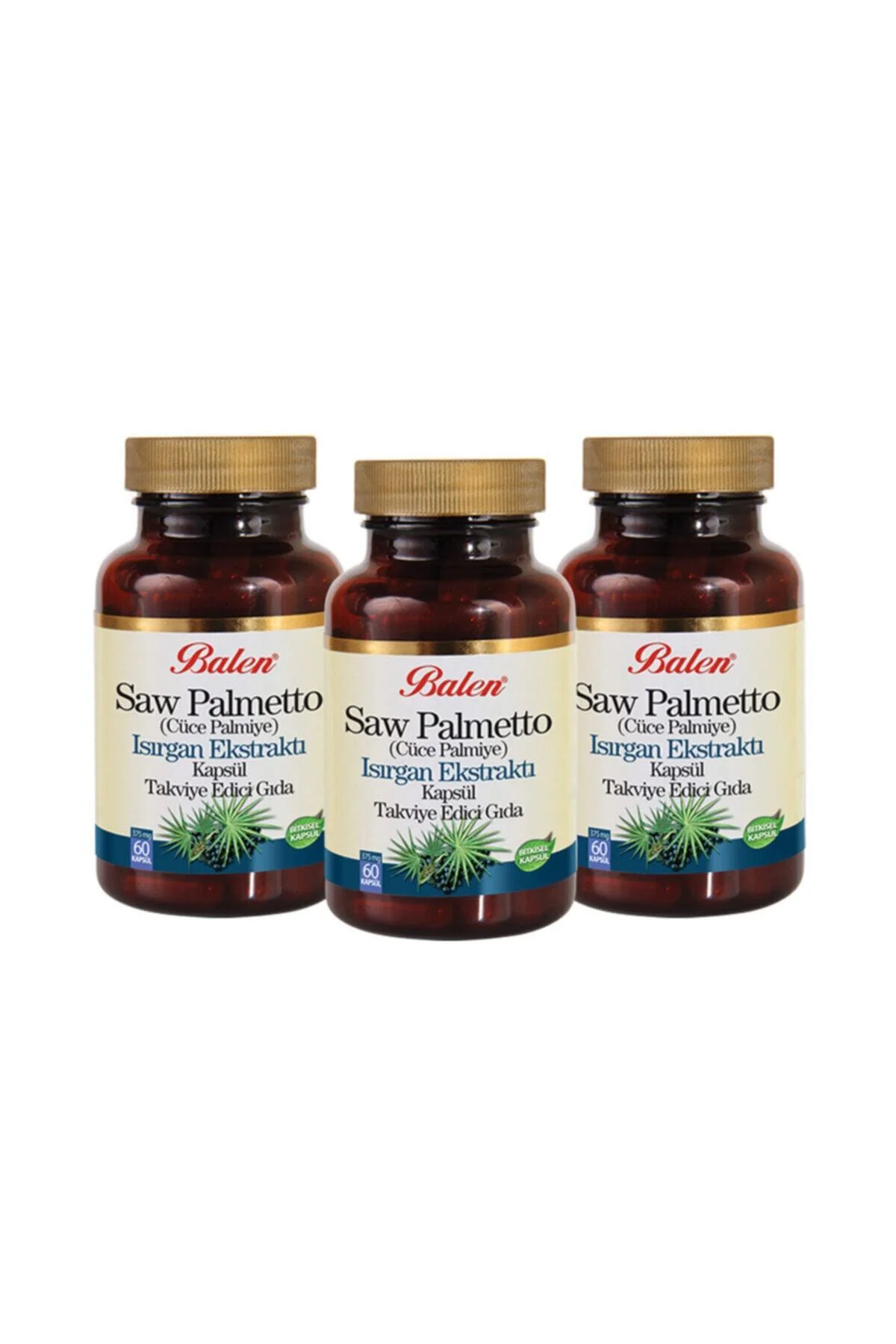 Saw Palmetto Cüce Palmiye Isırgan Ekstraktı 60 Kapsül X 3 Adet