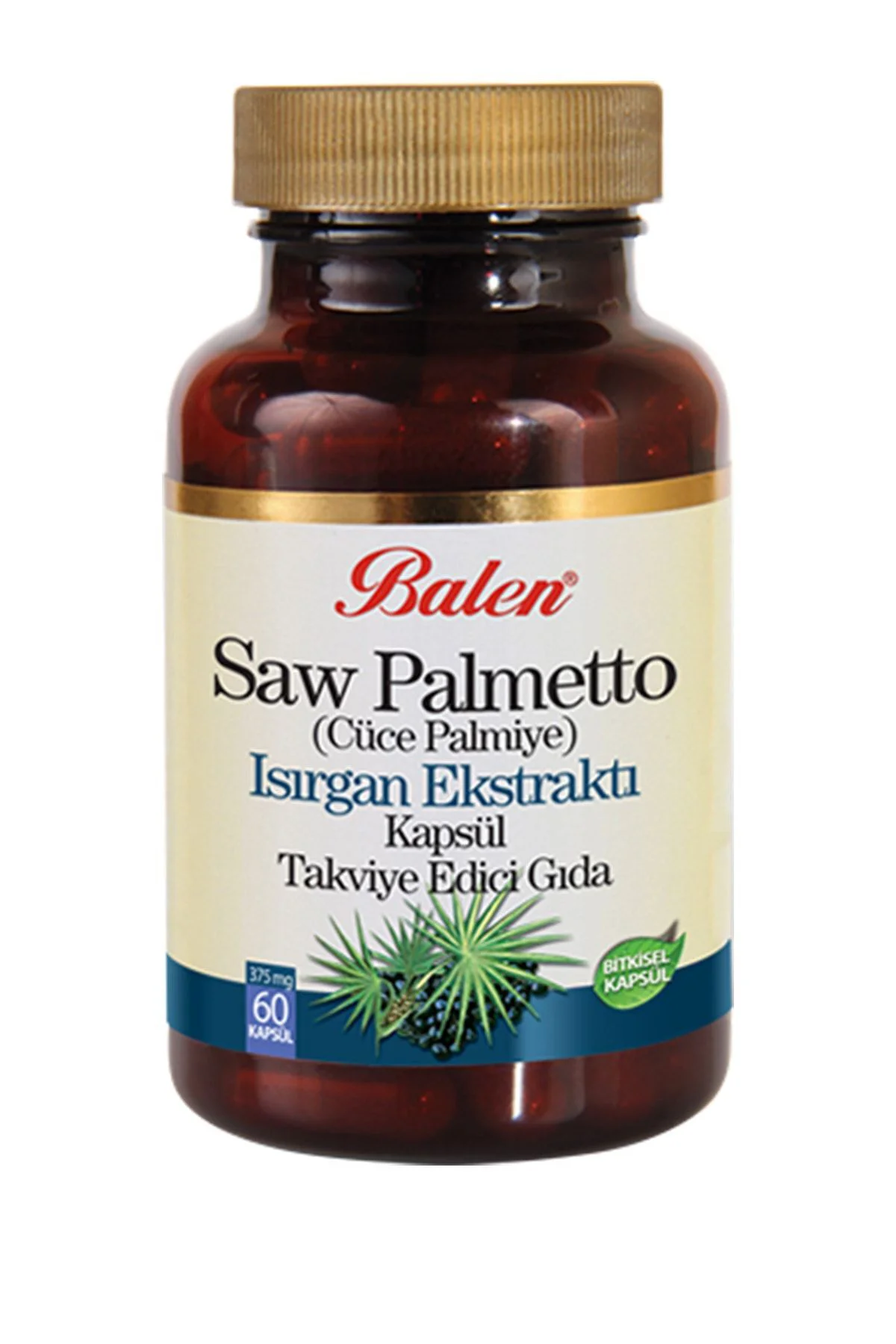Saw Palmetto ( Cüce Palmiye ) Isırgan Ekstraktı 375mg* 60 Kapsül 3 Adet
