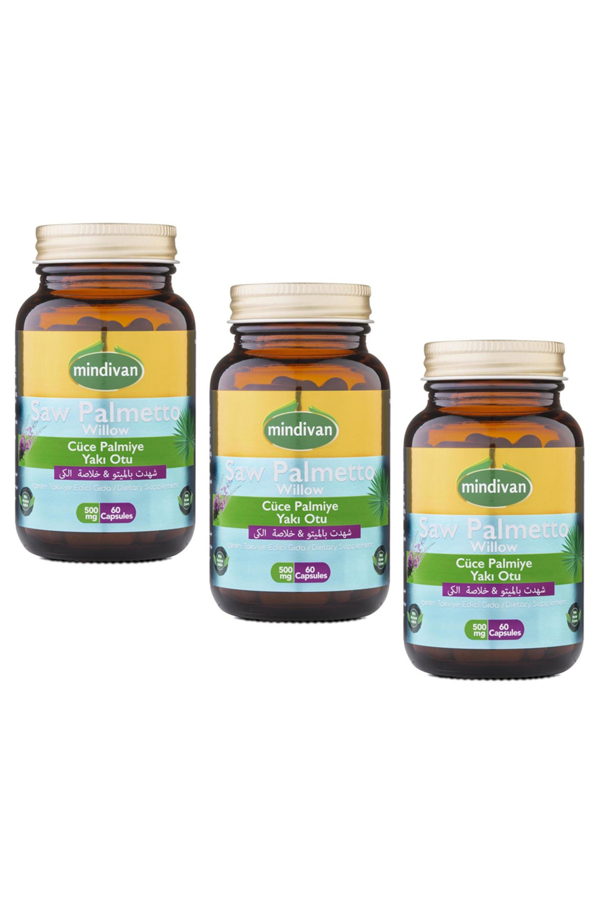 Saw Palmetto for Men 500 mg 60 Capsules x3 Piece