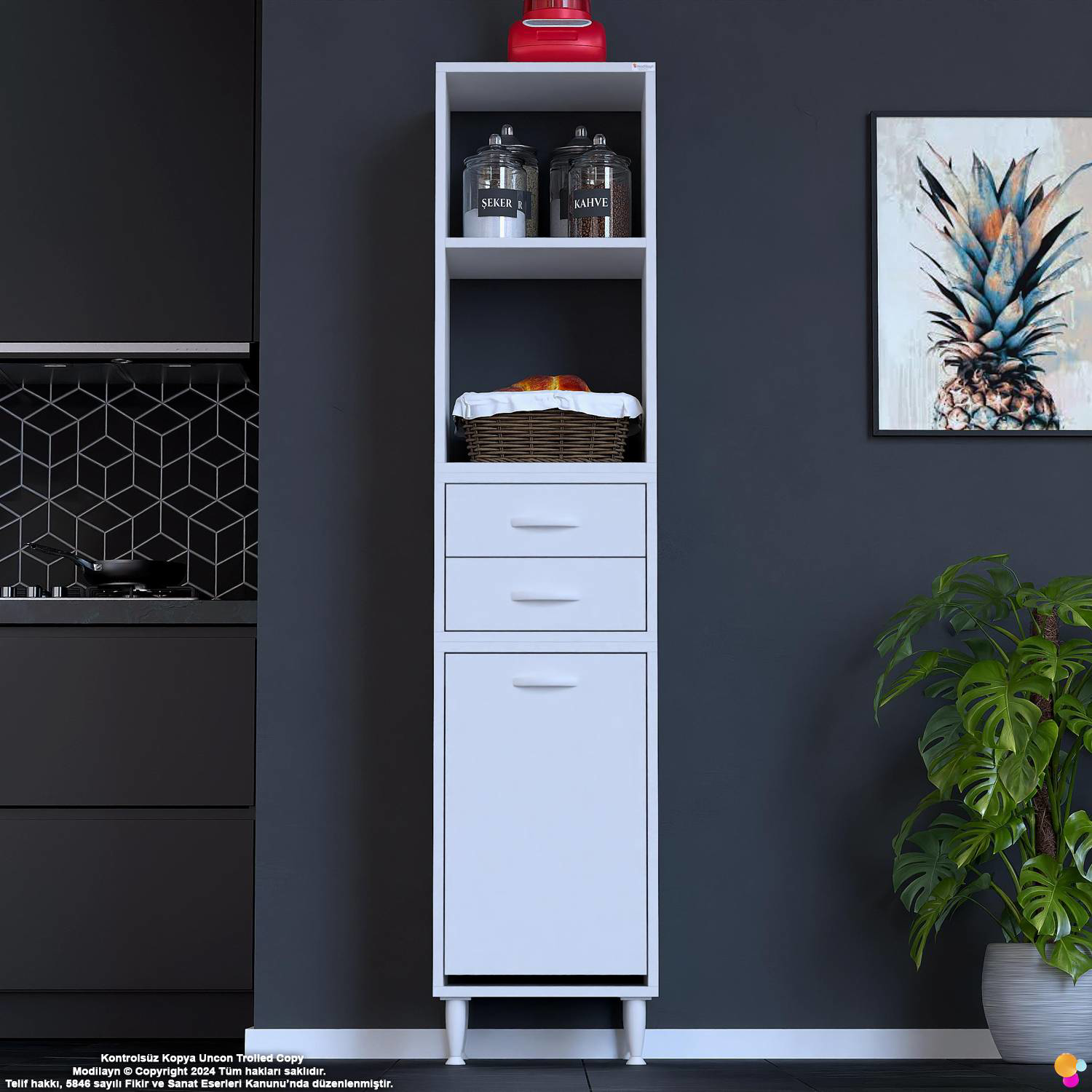 Saye 35 cm 2 Çekmece Sepetli Kahve Köşesi Çok Amaçlı Dolap,Bakliy Saye 35 cm 2 Çekmece Sepetli Kahve Köşesi Çok Amaçlı Dolap,Bakliy - Görsel 3