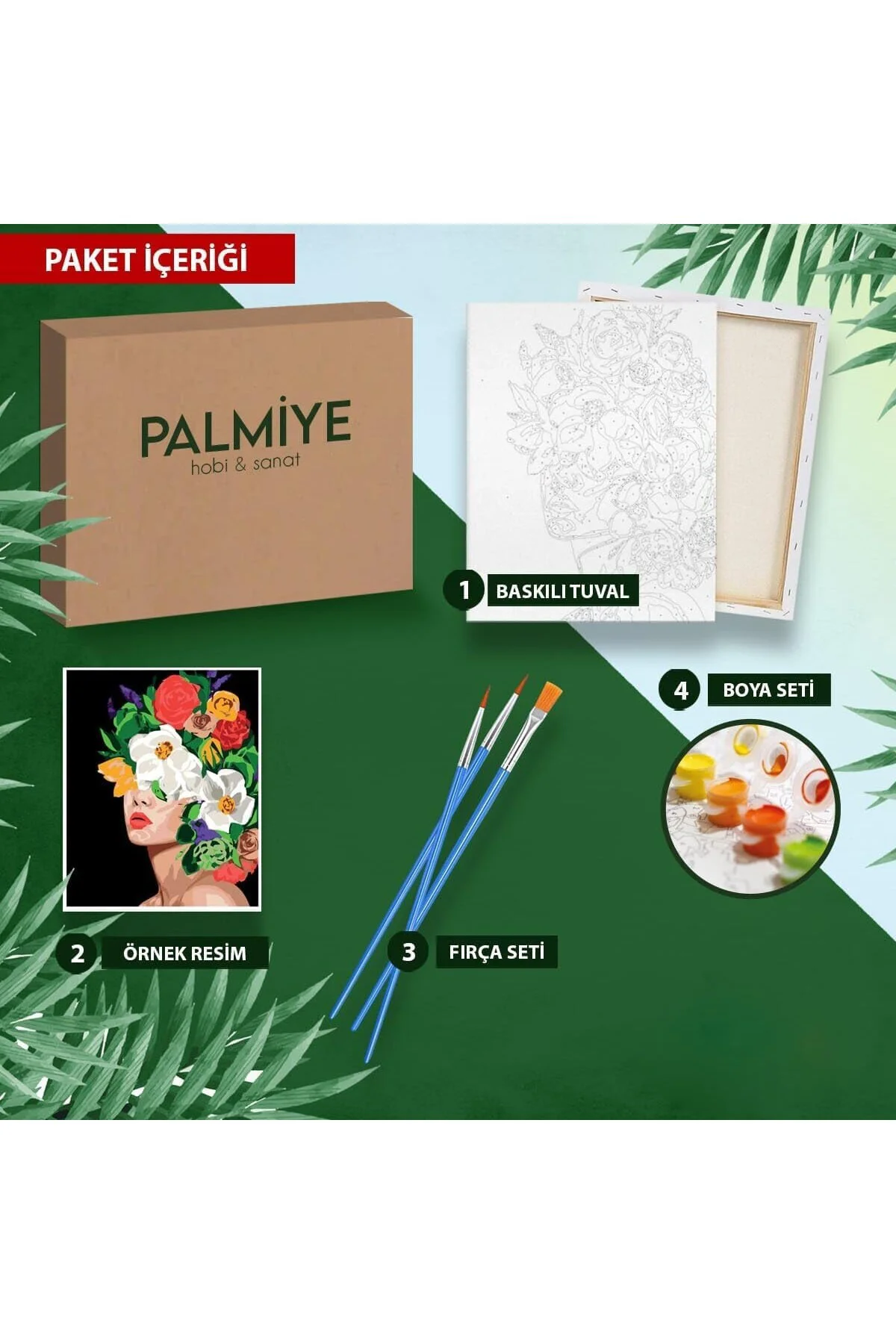 Sayılarla Boyama Tuval Seti Fırça Boya Dahil (Çıtalı) 40x50 CM - 