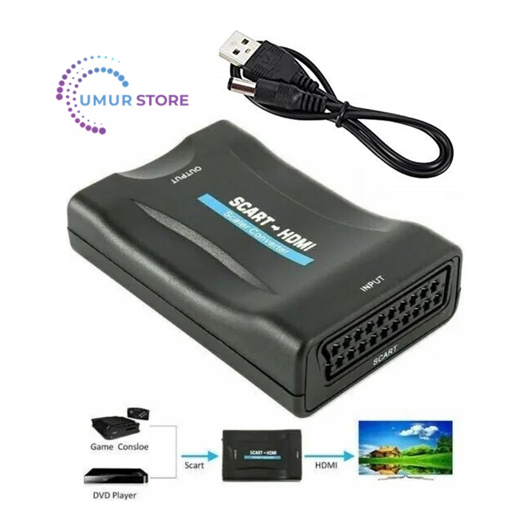 Scart To HDMI Av Video Tv Dönüştürücü Çevirici Adaptör Converter
