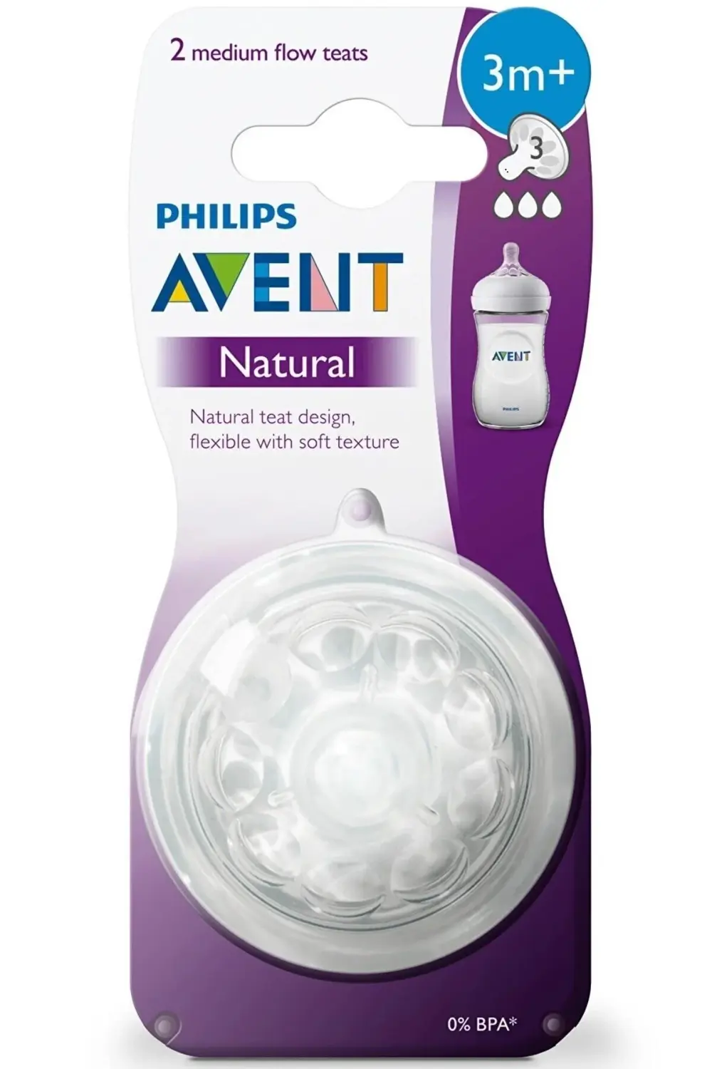 Scf043/27 Natural Ikili Biberon Emziği Iki Delikli 3 Ay+ Orta Akı