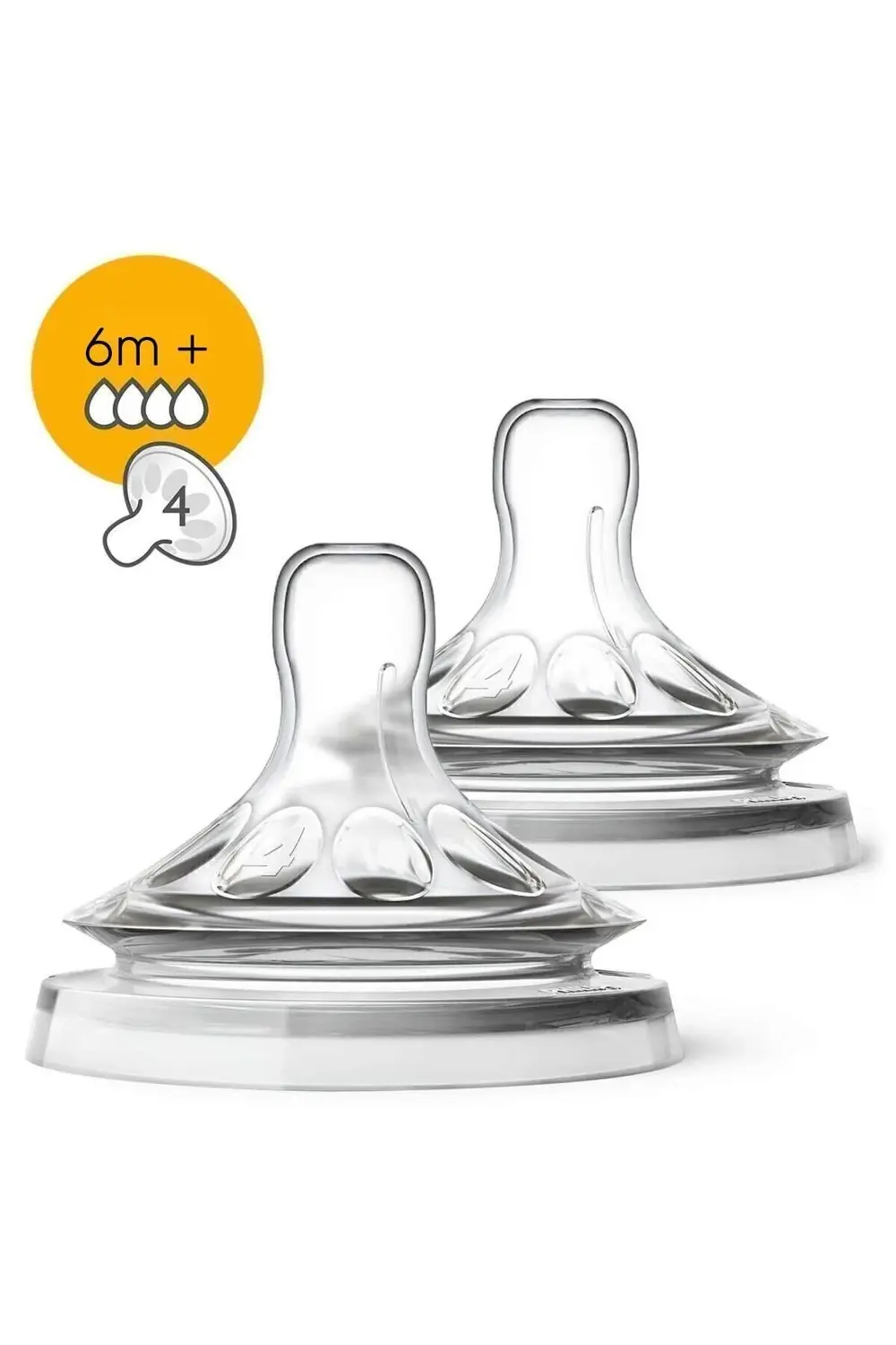 Scf044/27 Natural Biberon Emziği, 4 Delik, 6 Ay , 2'li