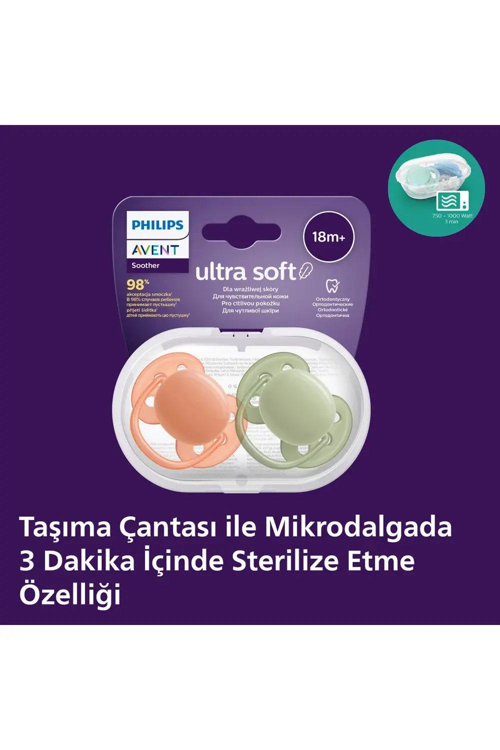 SCF093/01 Ultra Soft Emzik 18Ay+ 2'li Paket Turuncu