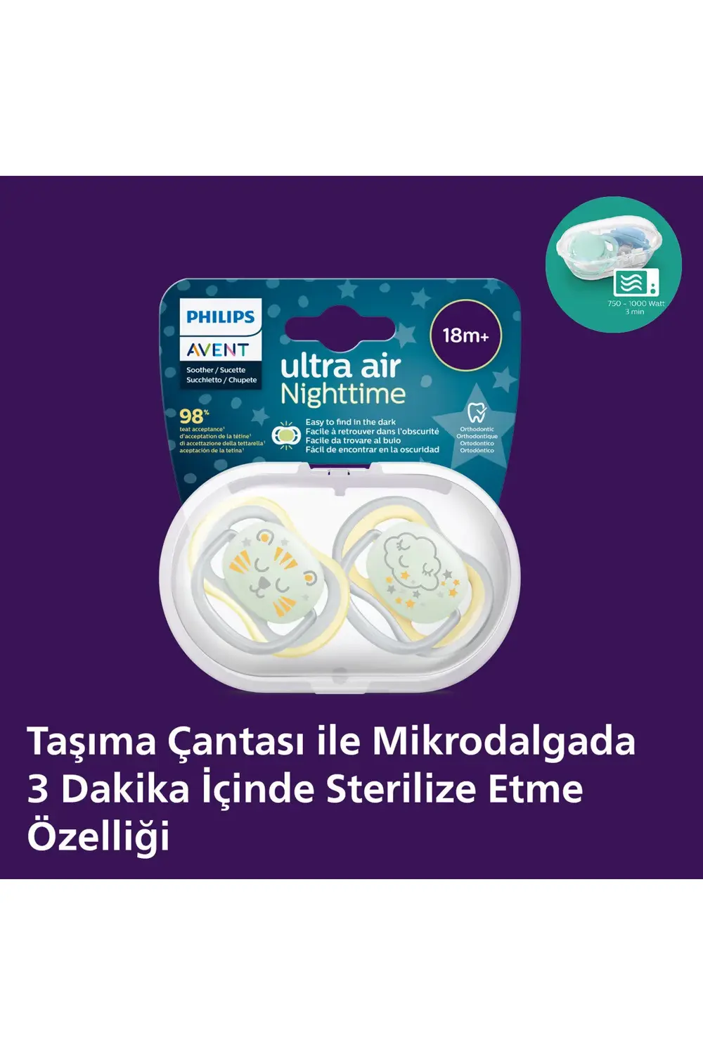 SCF376/01 Ultra Air Nighttime Karanlıkta Parlar Gece Emziği 18Ay+