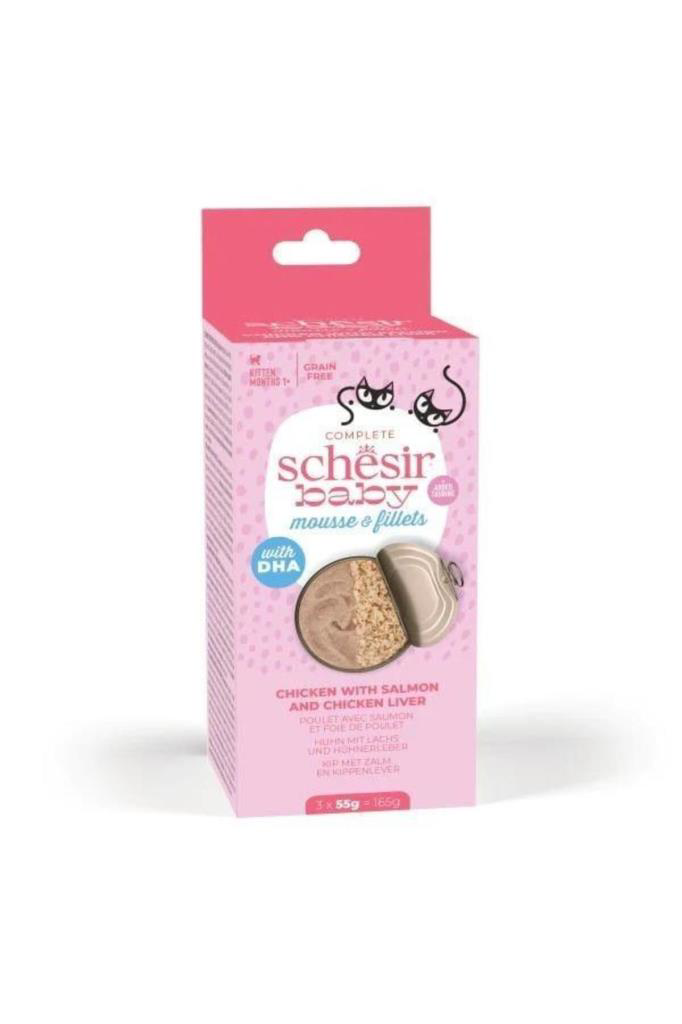 Schesir Babycat Somon ve Tavuk Ciğerli Yavru Kedi Konservesi 3x55