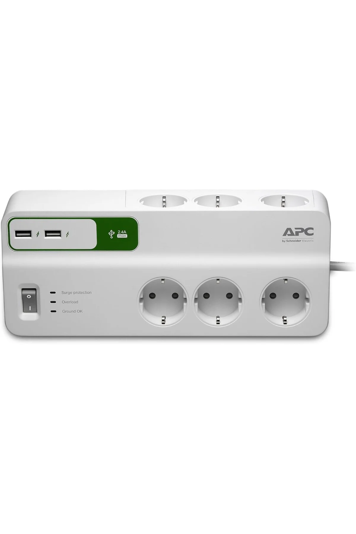 Schneider PM6U-GR 1836 Joule Anahtarlı 2 USB'li 6'lı 2 m Akım Kor