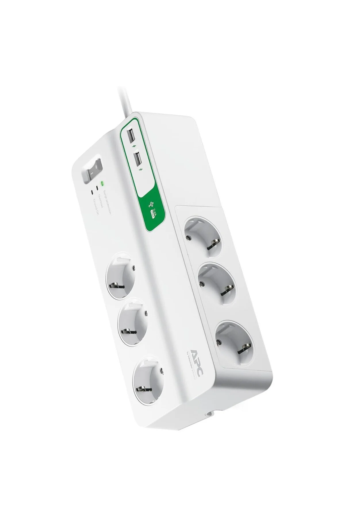 Schneider PM6U-GR 1836 Joule Anahtarlı 2 USB'li 6'lı 2 m Akım Kor