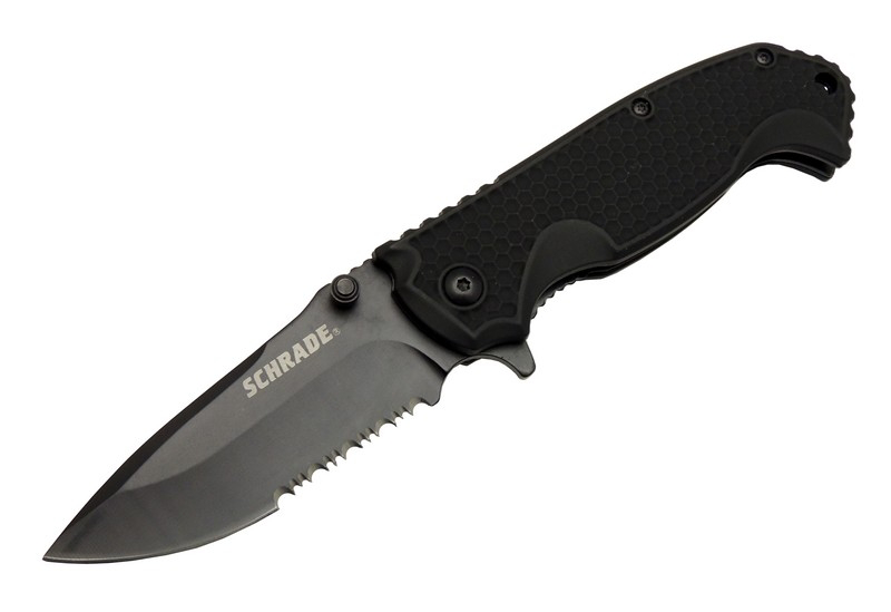 Schrade 5-1 Siyah Kamp Çakı 20cm- Yarı Otomatik, Testere Detaylı,