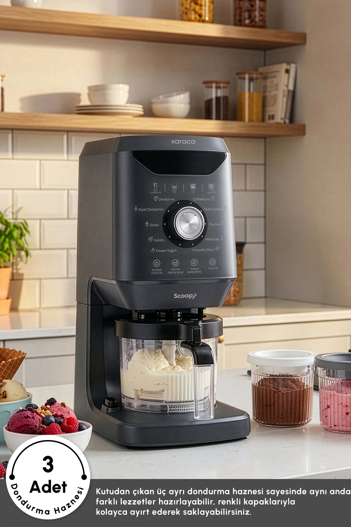 Scoopi 10 in 1 Dondurma Makinesi Matte Black