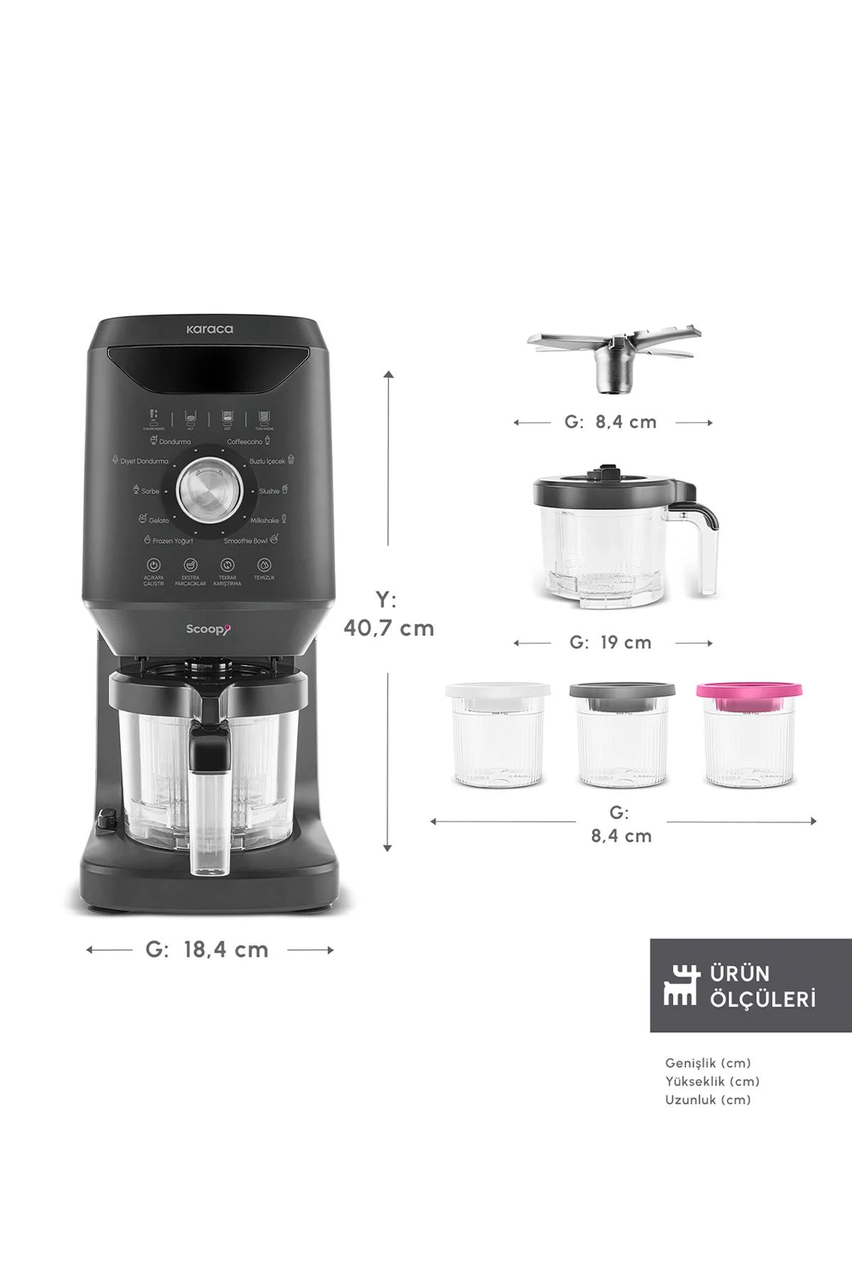 Scoopi 10 in 1 Dondurma Makinesi Matte Black