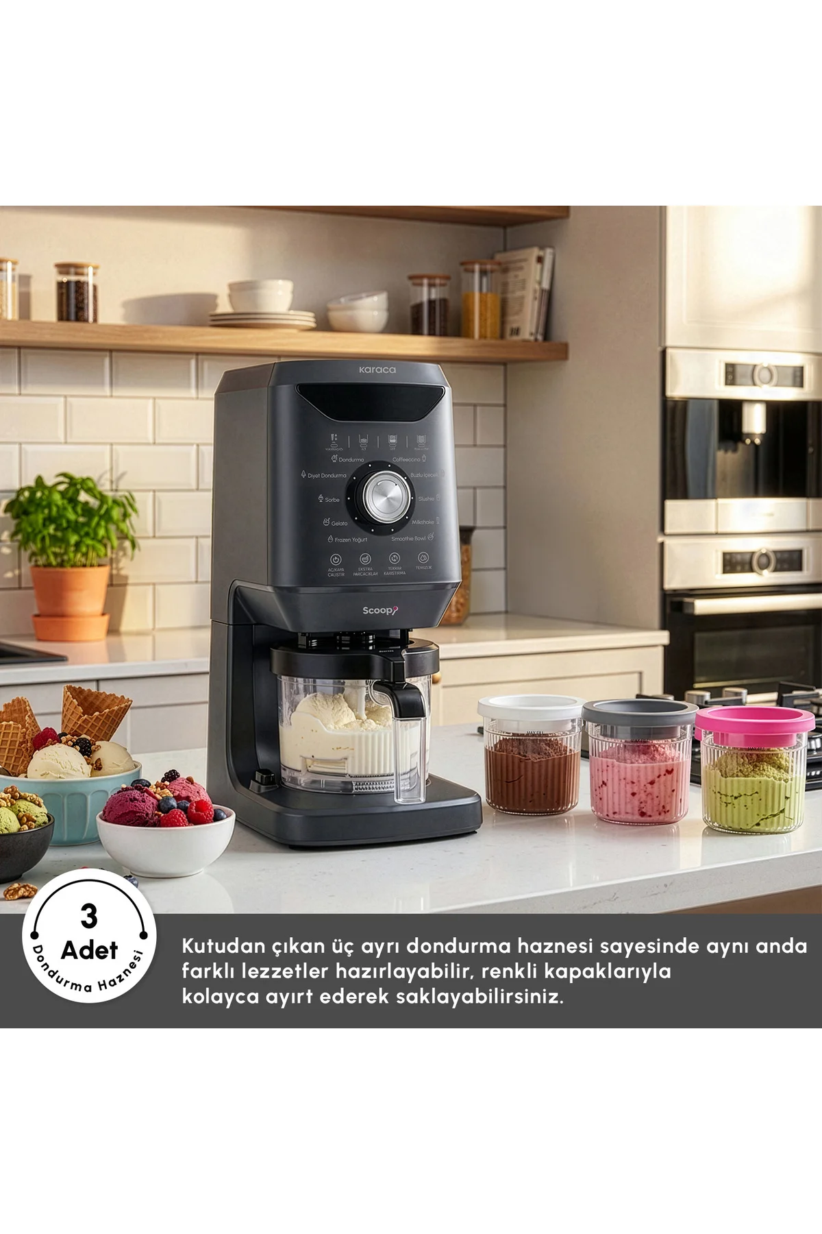 Scoopi 10 in 1 Otomatik Dondurma ve Milkshake Makinesi Matte Black