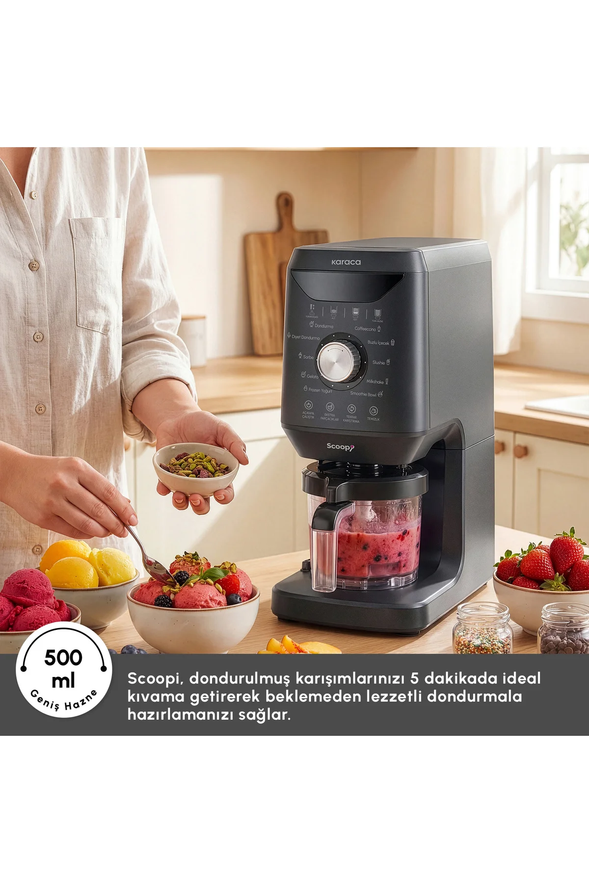 Scoopi 10 in 1 Otomatik Dondurma ve Milkshake Makinesi Matte Black