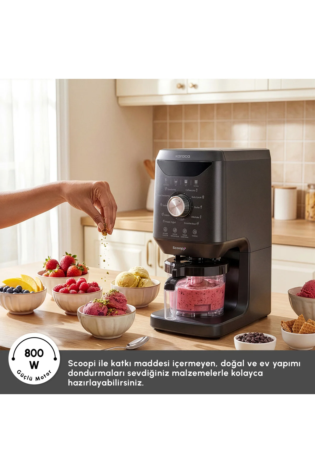 Scoopi 10 in 1 Otomatik Dondurma ve Milkshake Makinesi Matte Black