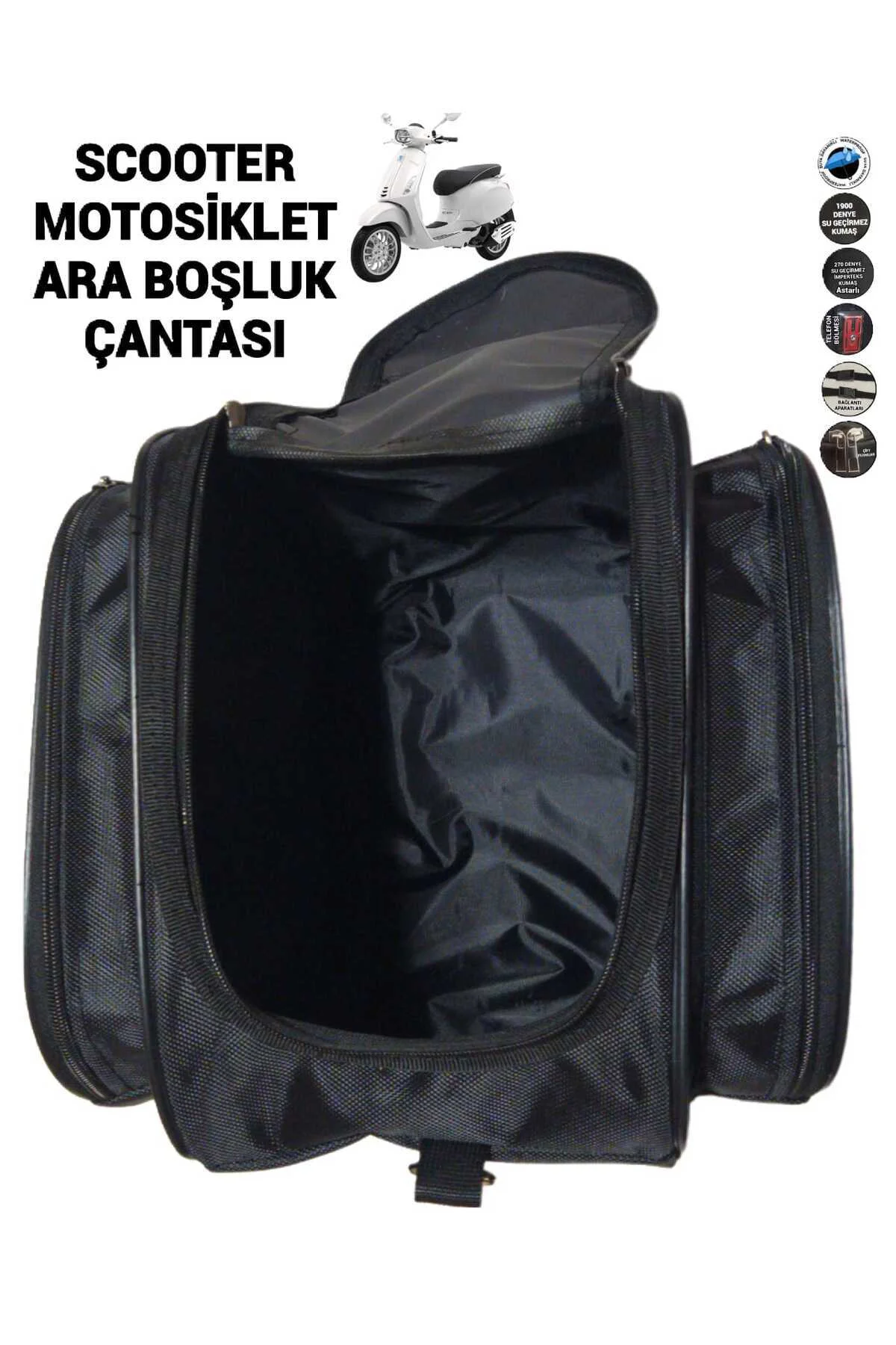 SCOOTER ARA BOŞLUK ÇANTASI 3 CEBLİ TELEFON BÖLMELİ
