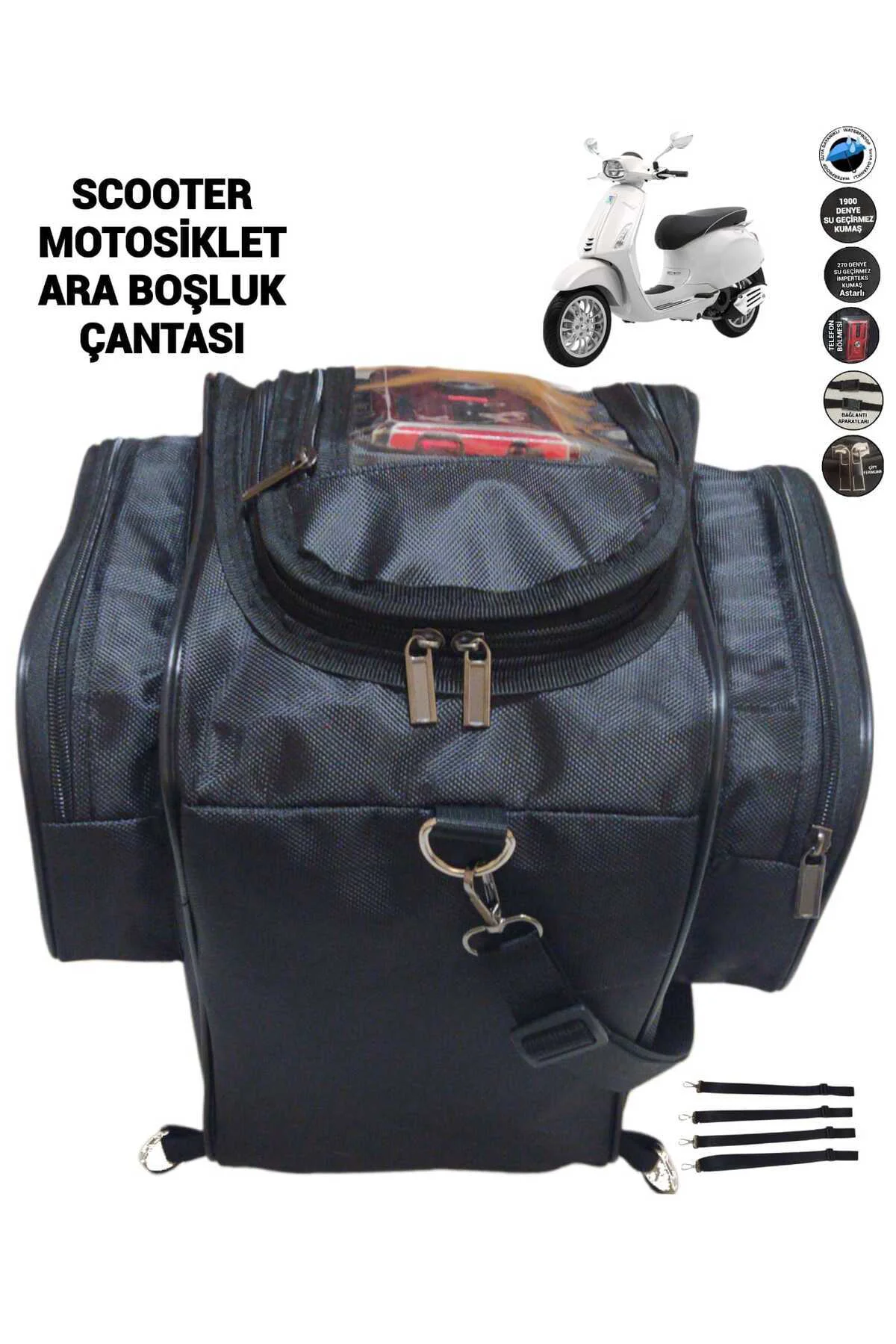 SCOOTER ARA BOŞLUK ÇANTASI 3 CEBLİ TELEFON BÖLMELİ
