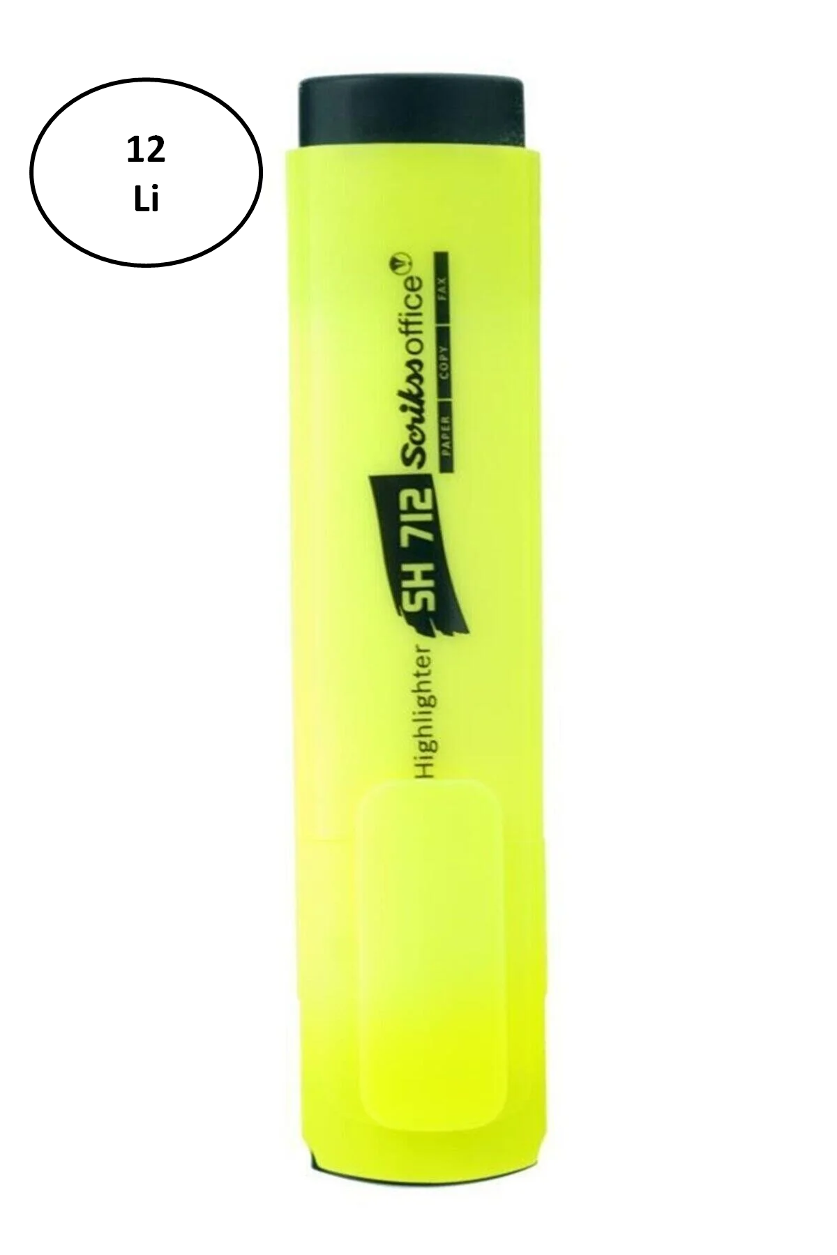 Just Cheap Store Scrikss Fosforlu Kalem (İşaret Kalemi) Kesik Uc Sari (12 Li Paket