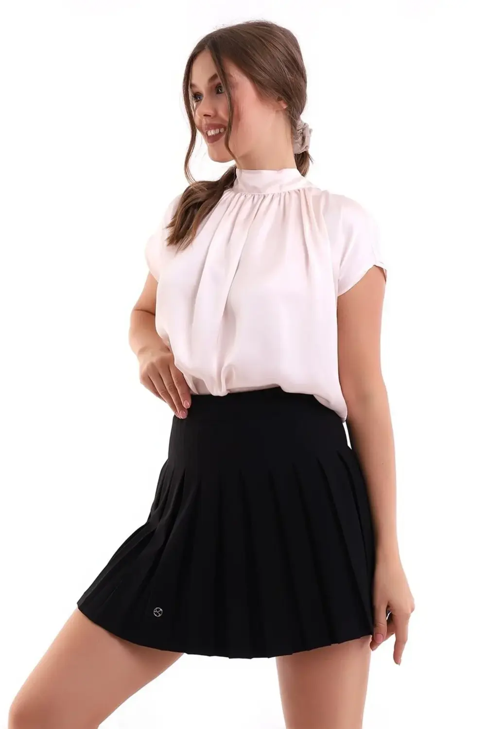 Scuba Krep Pileli Esnek Cool Şık Ve  Likralı Mini Etek