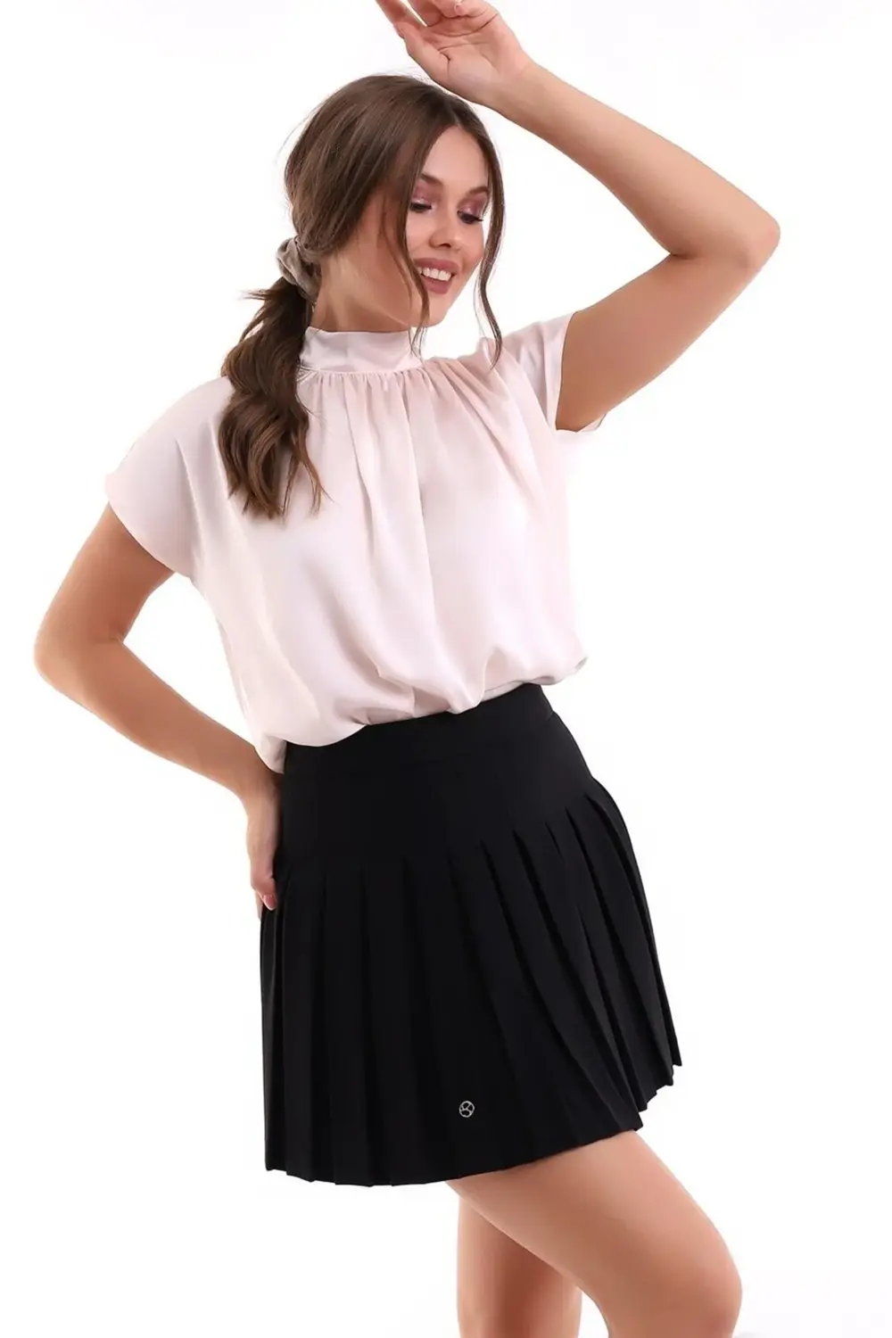 Scuba Krep Pileli Esnek Cool Şık Ve  Likralı Mini Etek