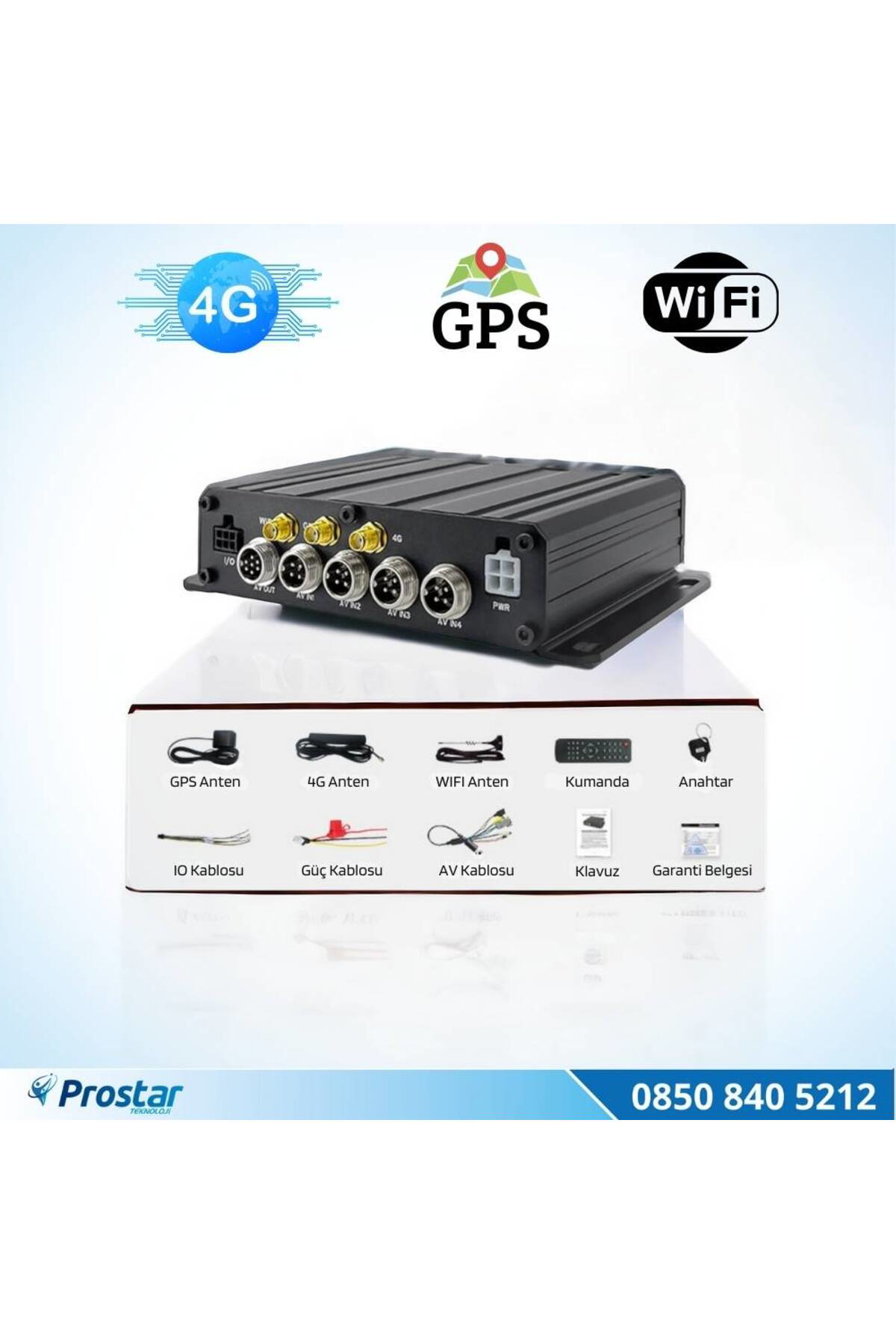 Navistar Sd Kartlı Uzaktan İzlemeli 4 Kanal 1080P Gps 4G Wifi  E5204 Profe