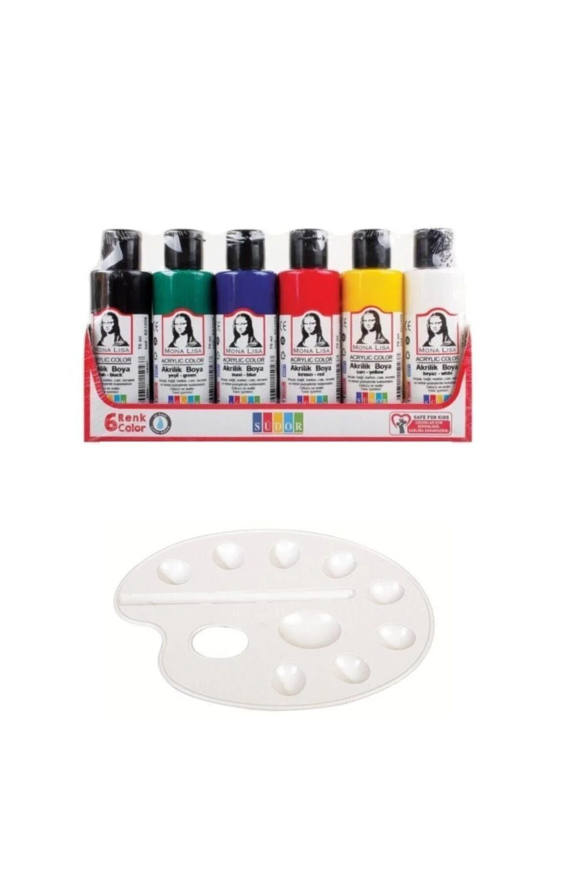 Sd1006 Monalisa Akrilik Boya 70ml 6 Lı Set Ve Büyük Resim Paleti 