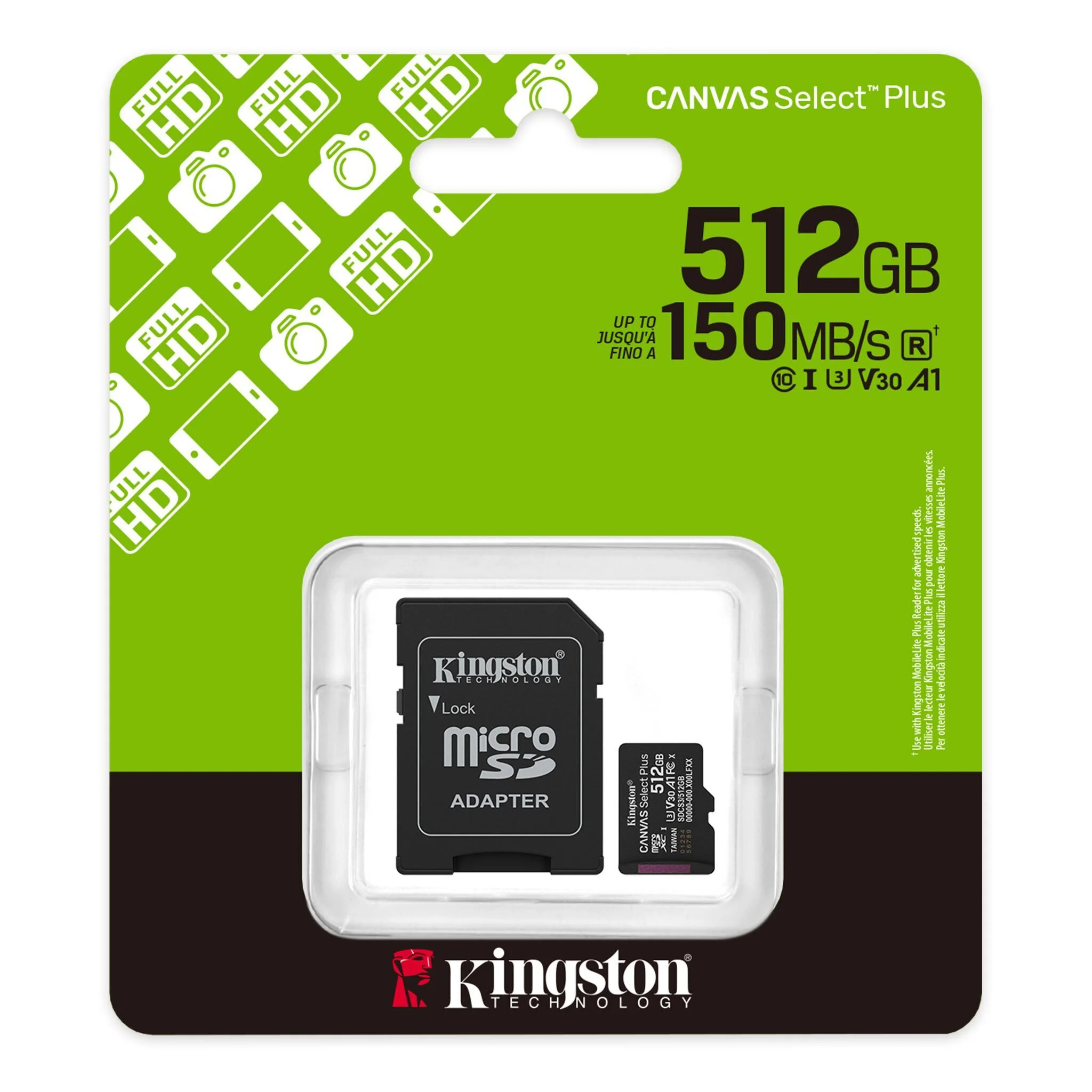 SDCS3/512GB 512GB microSDXC Canvas Select Plus Gen3 150MB/s A1 Card + Adapter SDCS3/512GB 512GB microSDXC Canvas Select Plus Gen3 150MB/s A1 Card + Adapter