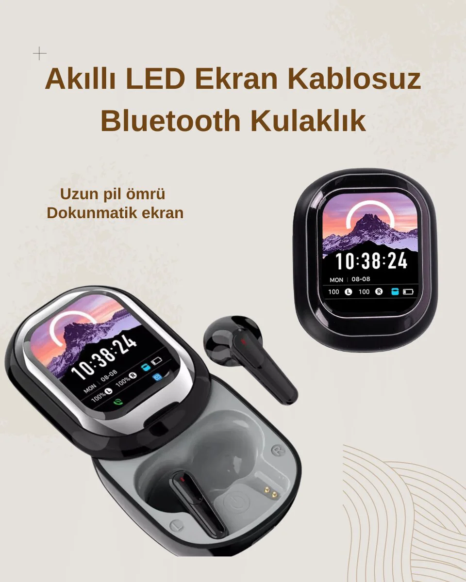 Se One Bluetooth Kulaklık - Akıllı Ekranlı Kablosuz Kulaklık ve Şarj Kutusu