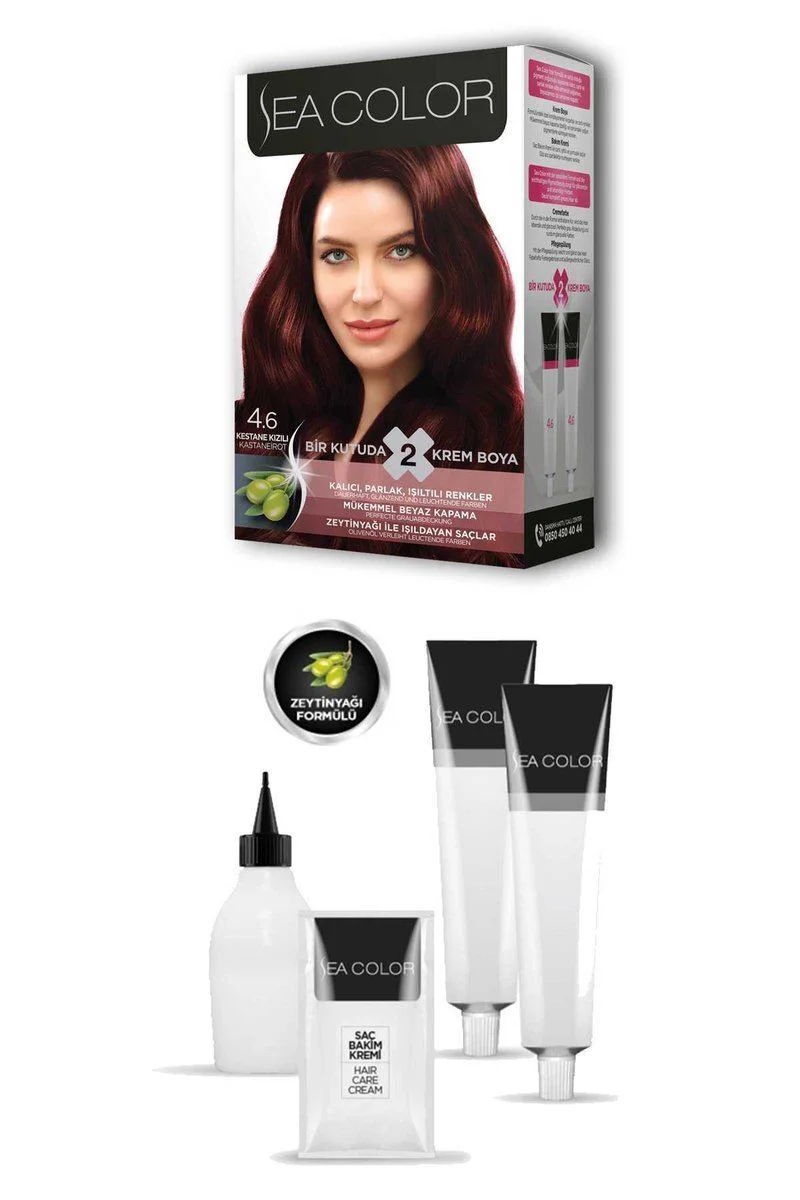 Sea Color 2 Tüp Krem Saç Boyası Seti Kestane Kızılı No:4.6 - Kalıcı Parlak Saç Boyası Fiyatı, Yorumları ve Özellikleri