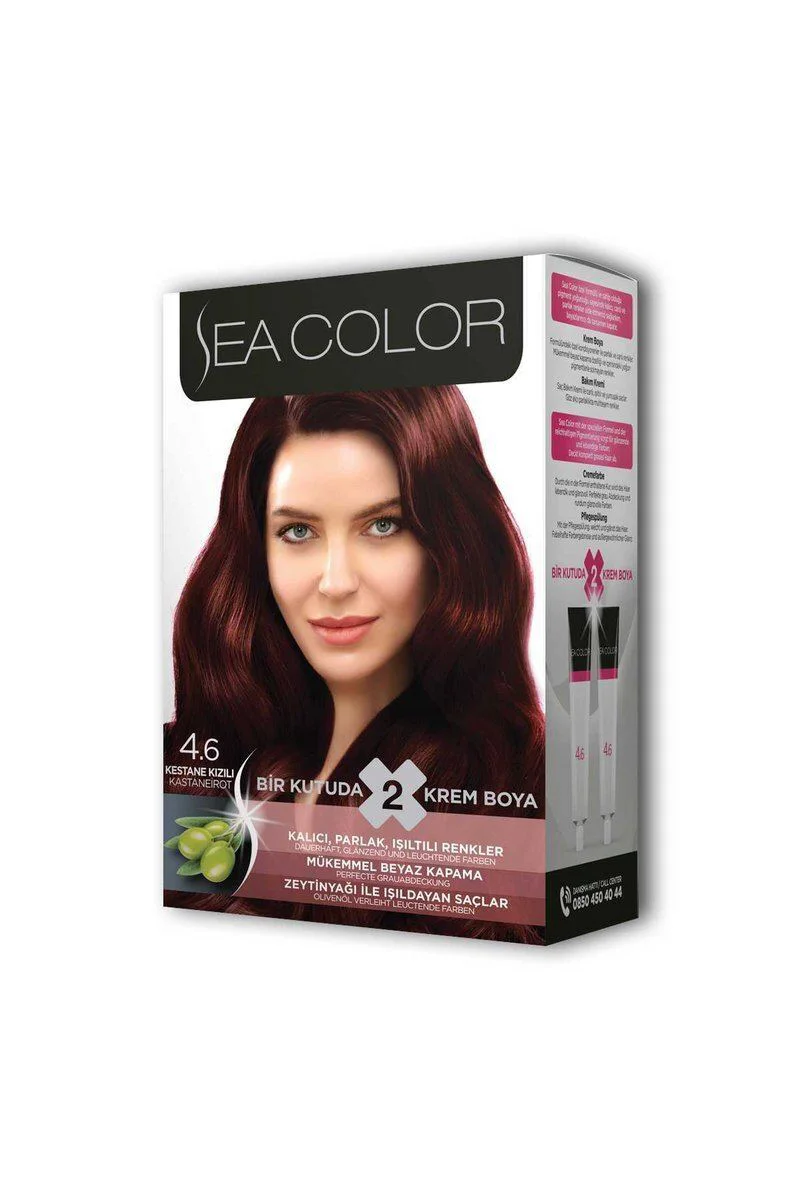 Sea Color 2 Tüp Krem Saç Boyası Seti Kestane Kızılı No:4.6 - Kalıcı Parlak Saç Boyası Fiyatı, Yorumları ve Özellikleri