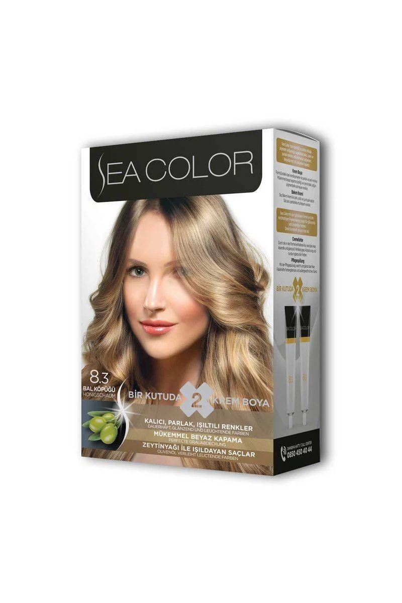 Sea Color 8.3 Bal Köpüğü Tüp Krem Saç Boyası Seti - Kalıcı Işıltılı Saç Boyası Fiyatı, Yorumları ve Özellikleri