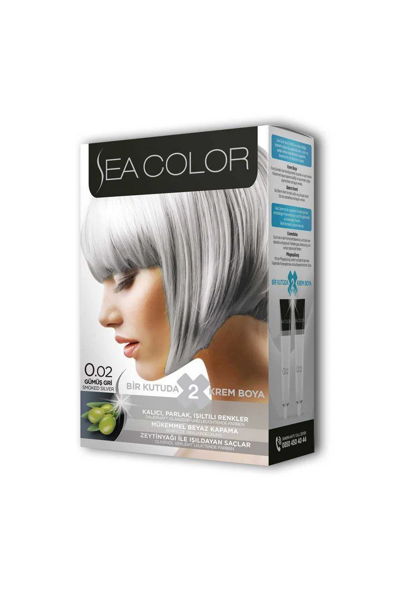 Sea Color Gümüş Gri Saç Boyası Seti - 0.02 No Kalıcı Krem Saç Boyası Fiyatı, Yorumları ve Özellikleri