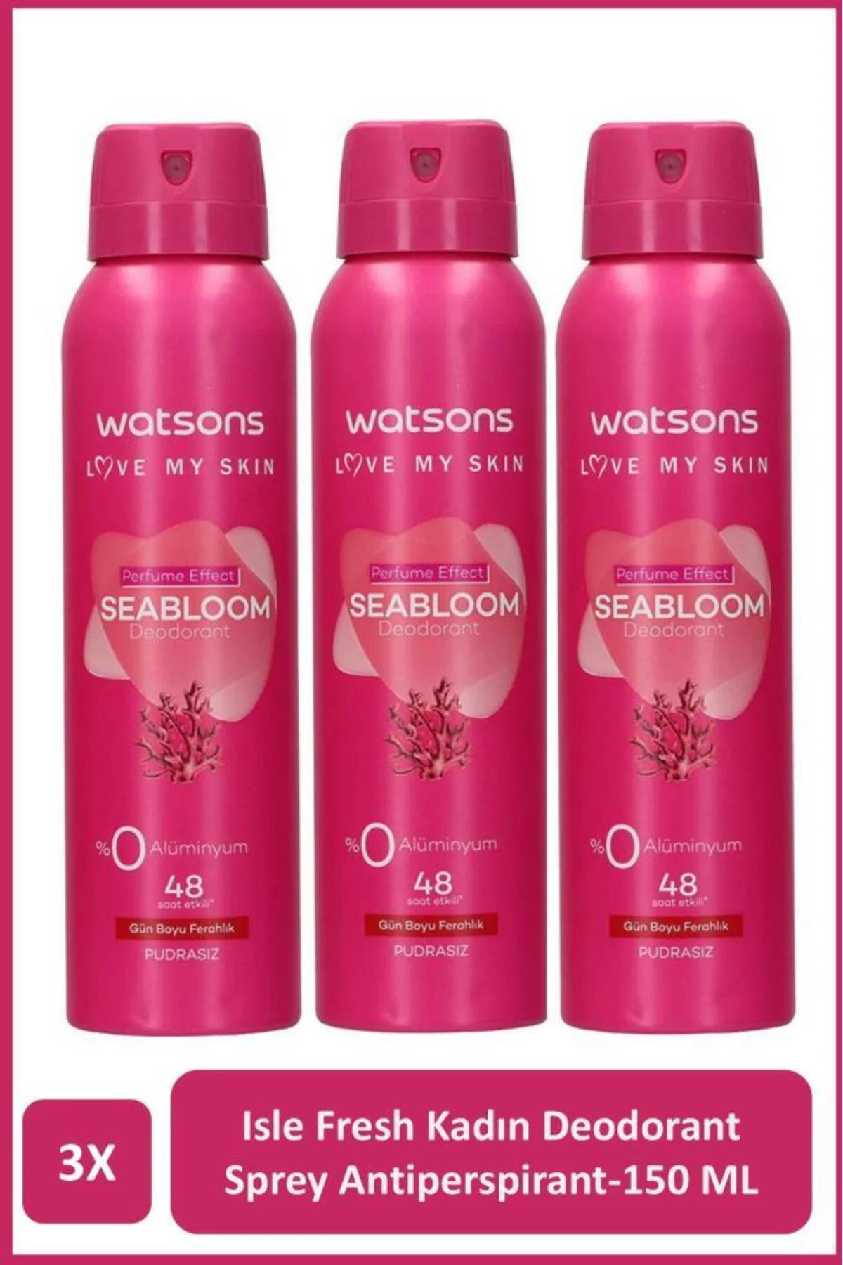 Seabloom Deodorant Sprey Kadın Pudrasız 3x150ml