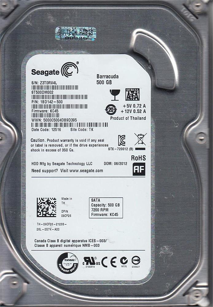 Seagate 500GB ST500DM002 BarraCuda SATA 3.0 7200 RPM 3.5" Harddis