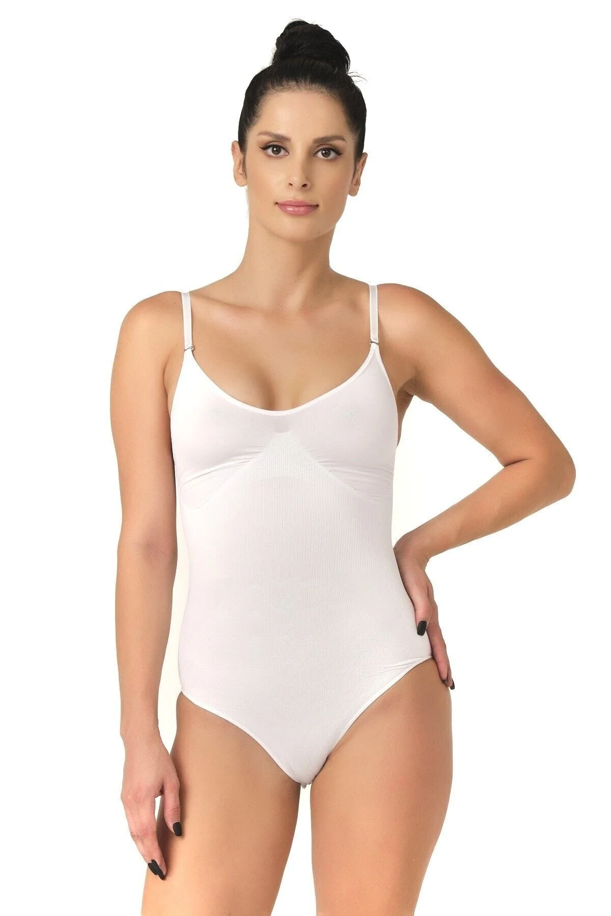 Seamless Dikişsiz Slip Çıtçıtlı Body Korse 2072 Beyaz