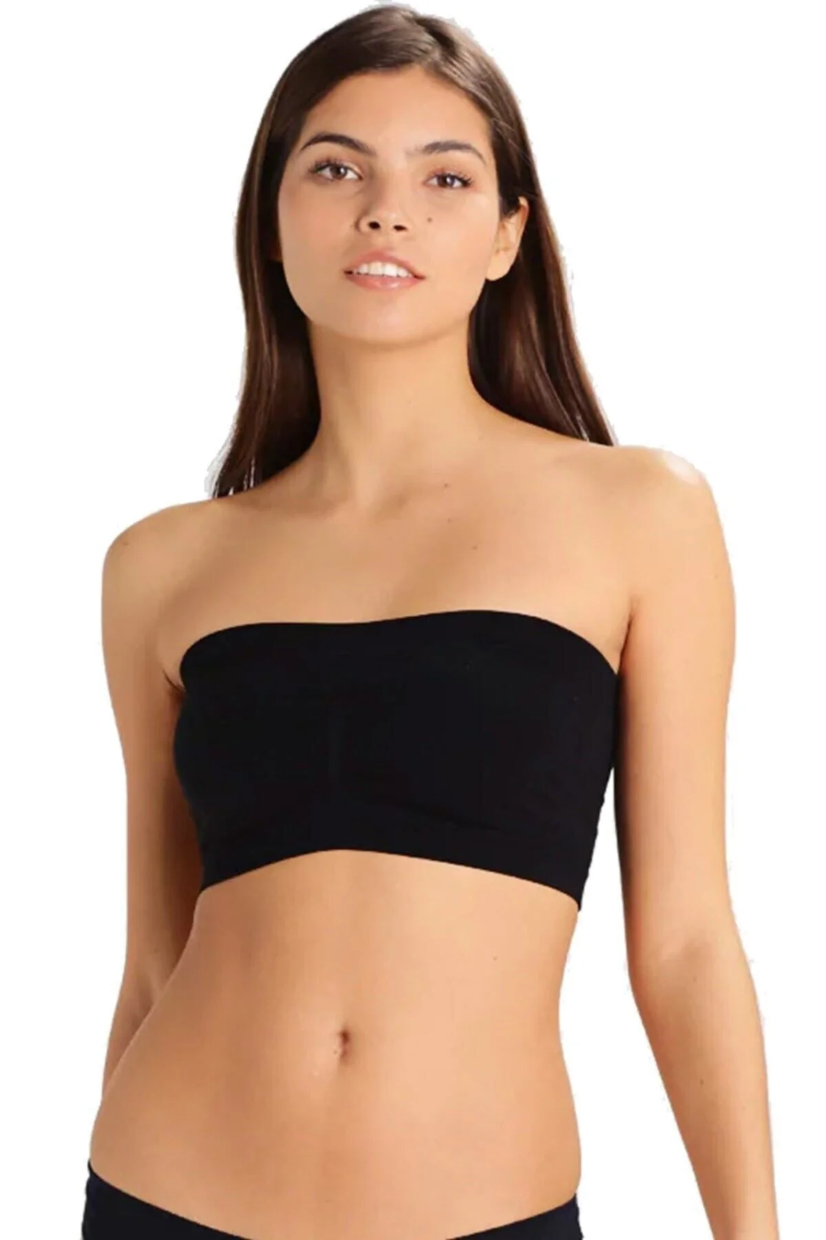 Seamless Straplez Dikişsiz Soprcu Bustiyer Siyah Yeni Sezon